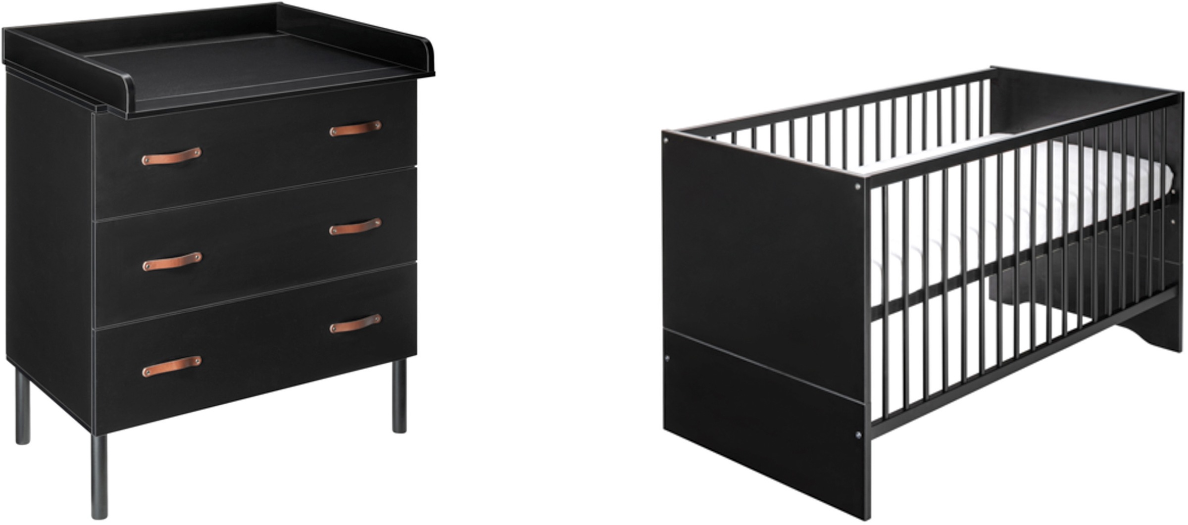 Image of Schardt Babymöbel-Set »Camiel Black«, (Spar-Set, 2 St., Kinderbett, Wickelkommode), Made in Germany; mit Kinderbett und Wickelkommode bei Ackermann Versand Schweiz
