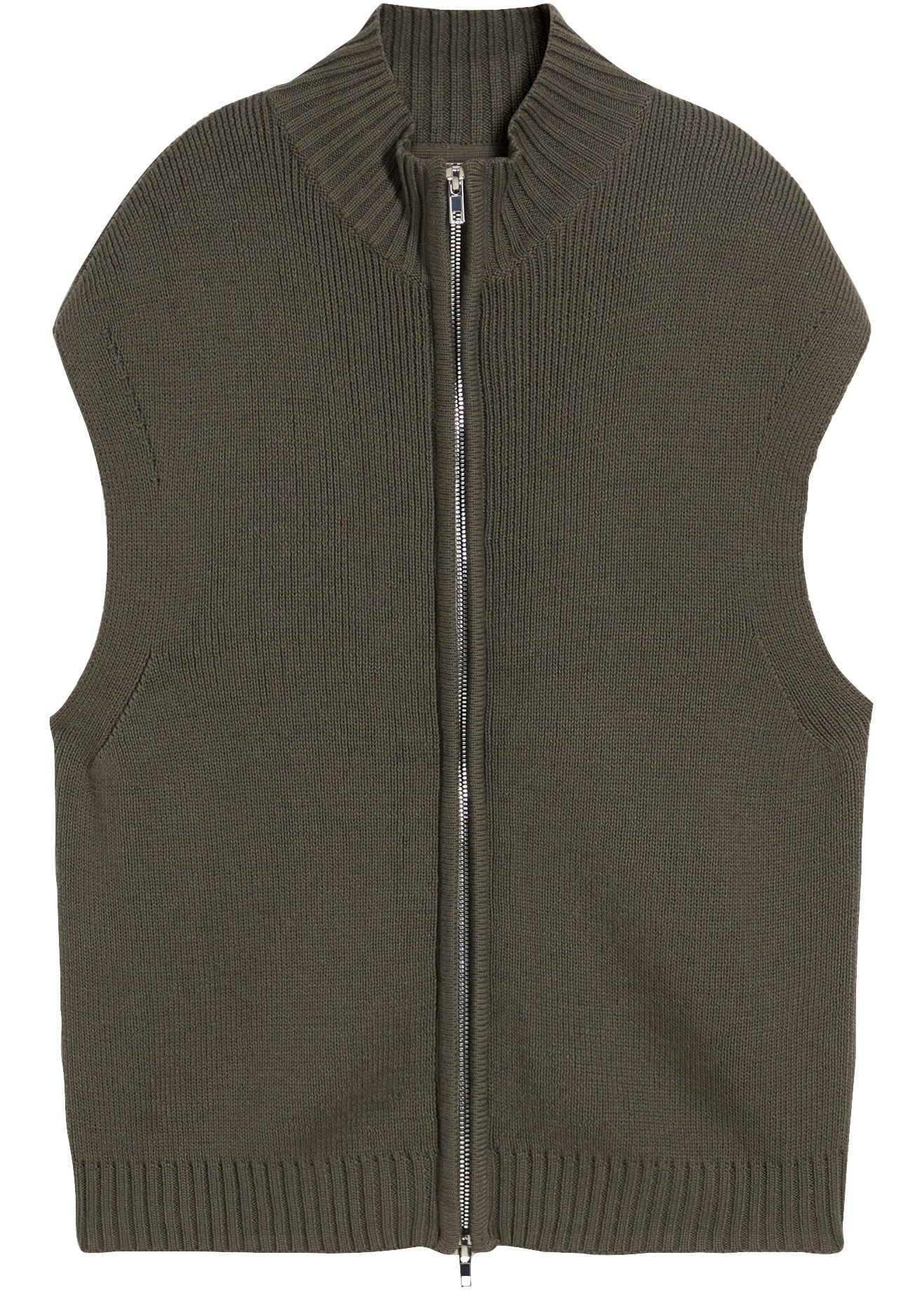 bonprix Strickweste mit Zip-Detail, Oversize-Passform, aus Baumwolle und Polyacryl