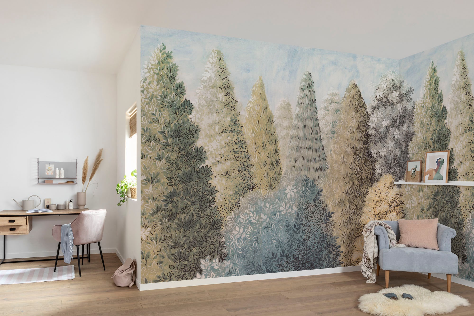 Image of Komar Fototapete "Digitaldruck Vlies - Painted Woods - Grösse 400 x 250 cm" bedruckt glatt Wohnzimmer, Schlafzimmer