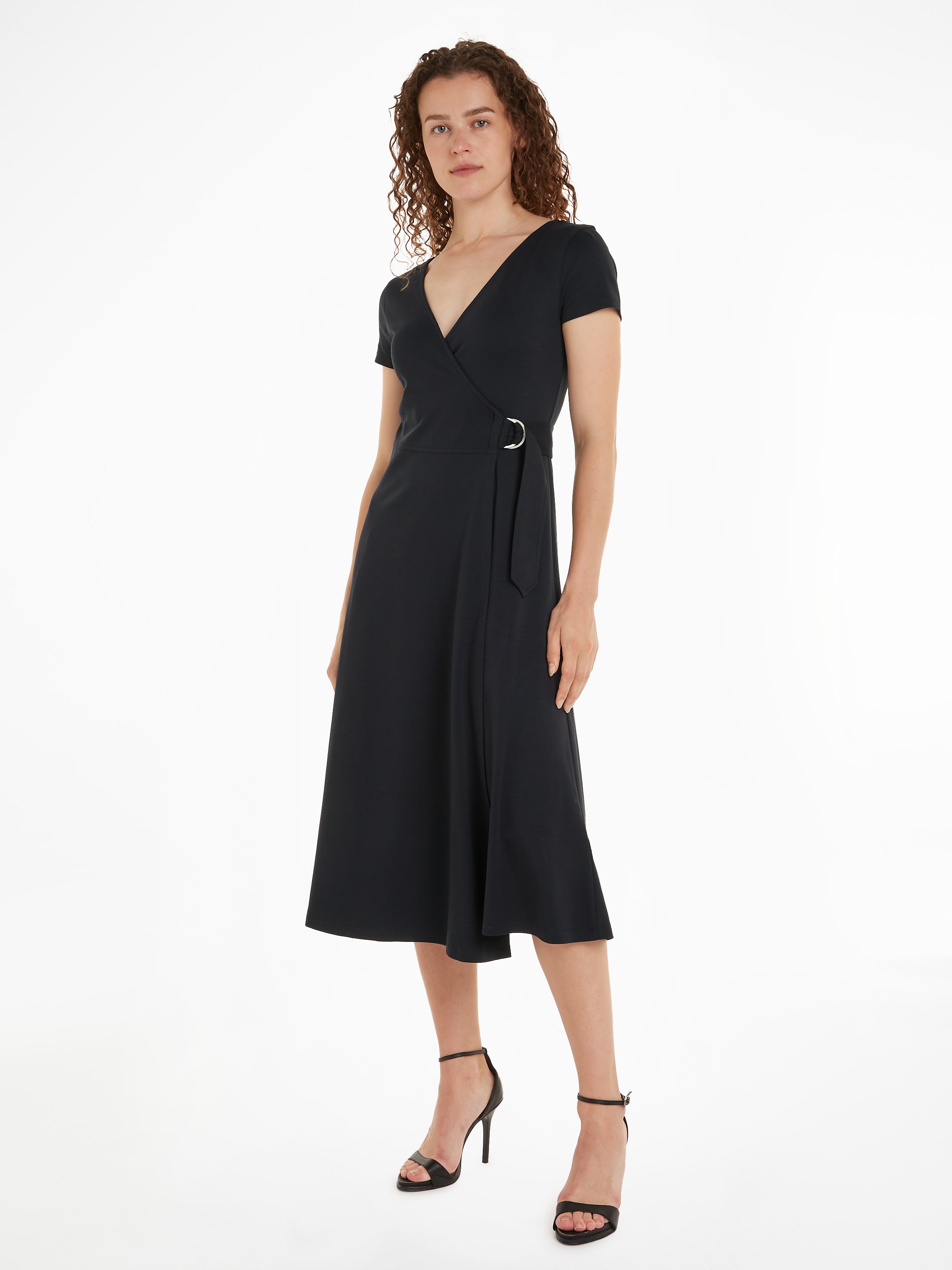 Tommy Hilfiger Wickelkleid »UTILITY WRAP MIDI DRS SS«, mit verstellbarem Gürtel