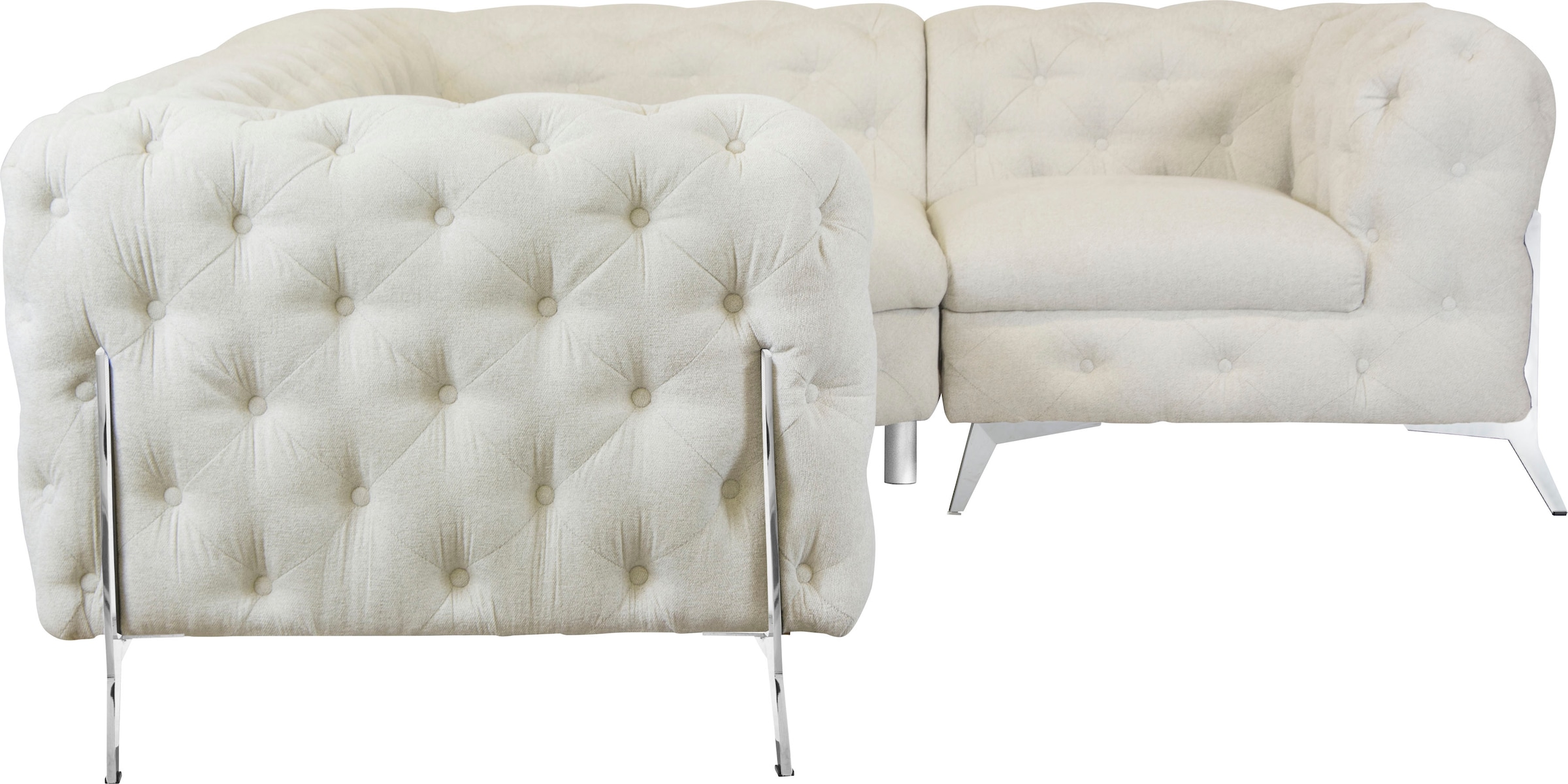 Leonique Chesterfield-Sofa »Amaury L-Form«, moderne Chersterfield-Optik, Breite 262 cm, Fussfarbe wählbar