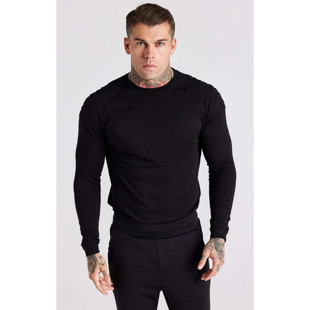 Siksilk Langarmshirt »Langarmshirts Black Panel Muscle Fit T-Shirt«
