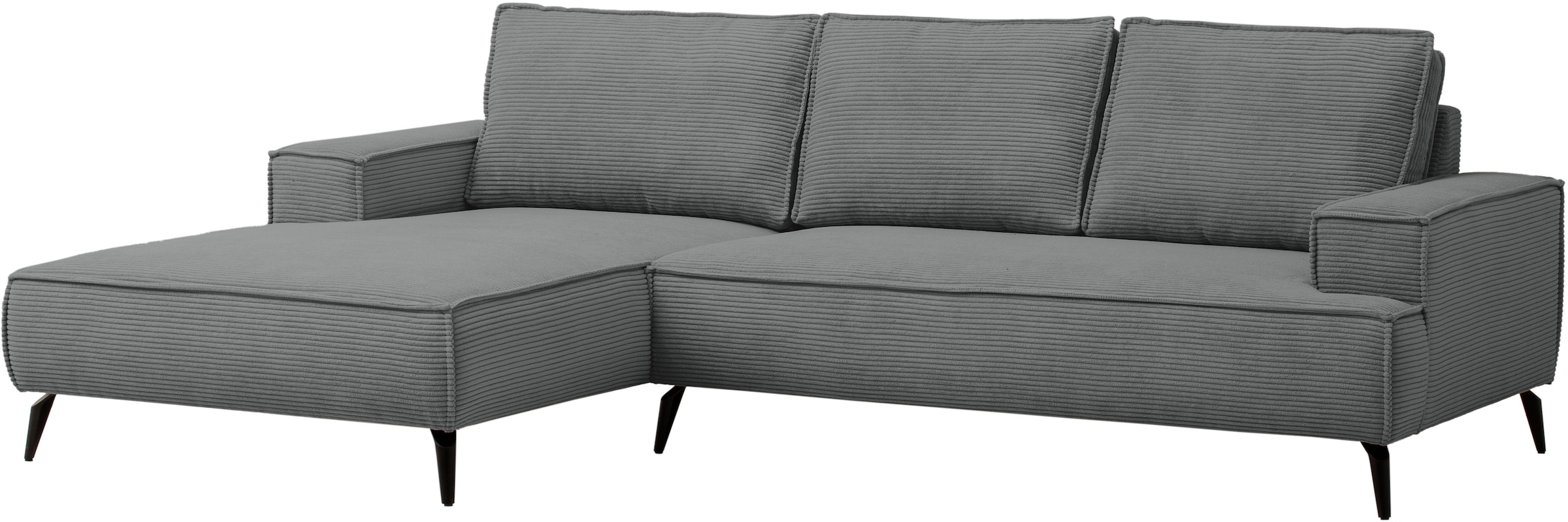 andas Ecksofa »TVINNU, L-Form in Cord, Sofa«, wahlweise Recamiere rechts/links, schwarze Füsse, bequemer Sitzkomfort