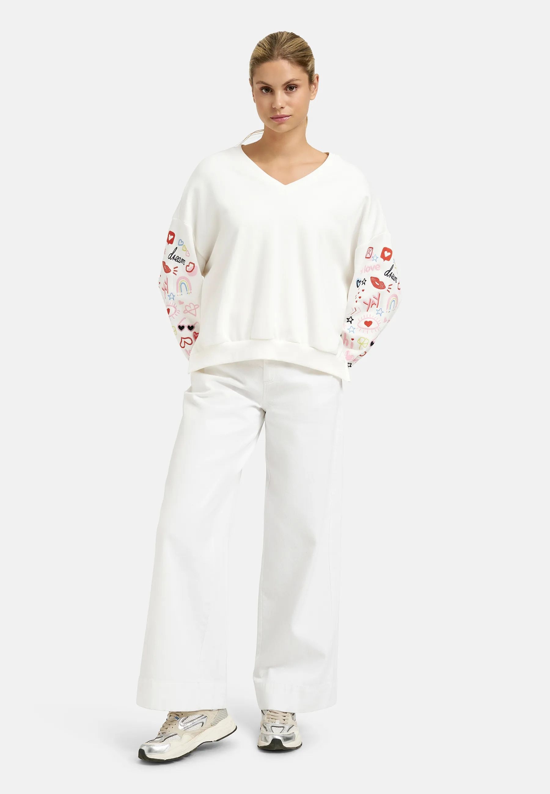 Smith & Soul Sweat-shirt , col en V, oversize, brodé
