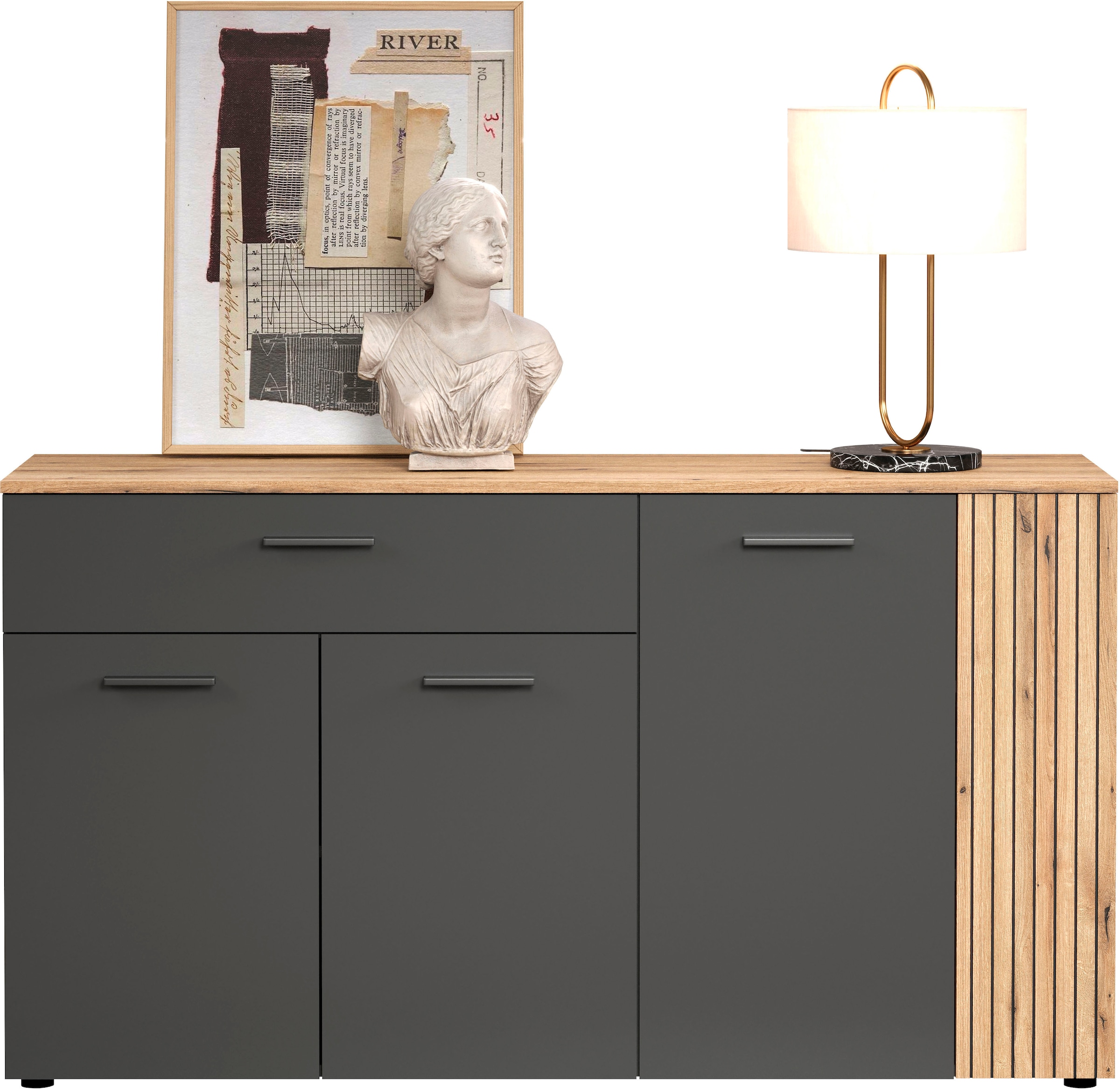 Home affaire Sideboard »Estepona« 1 Stk. tlg. Kommode, Akustikpaneel-Look; Breite 150 cm