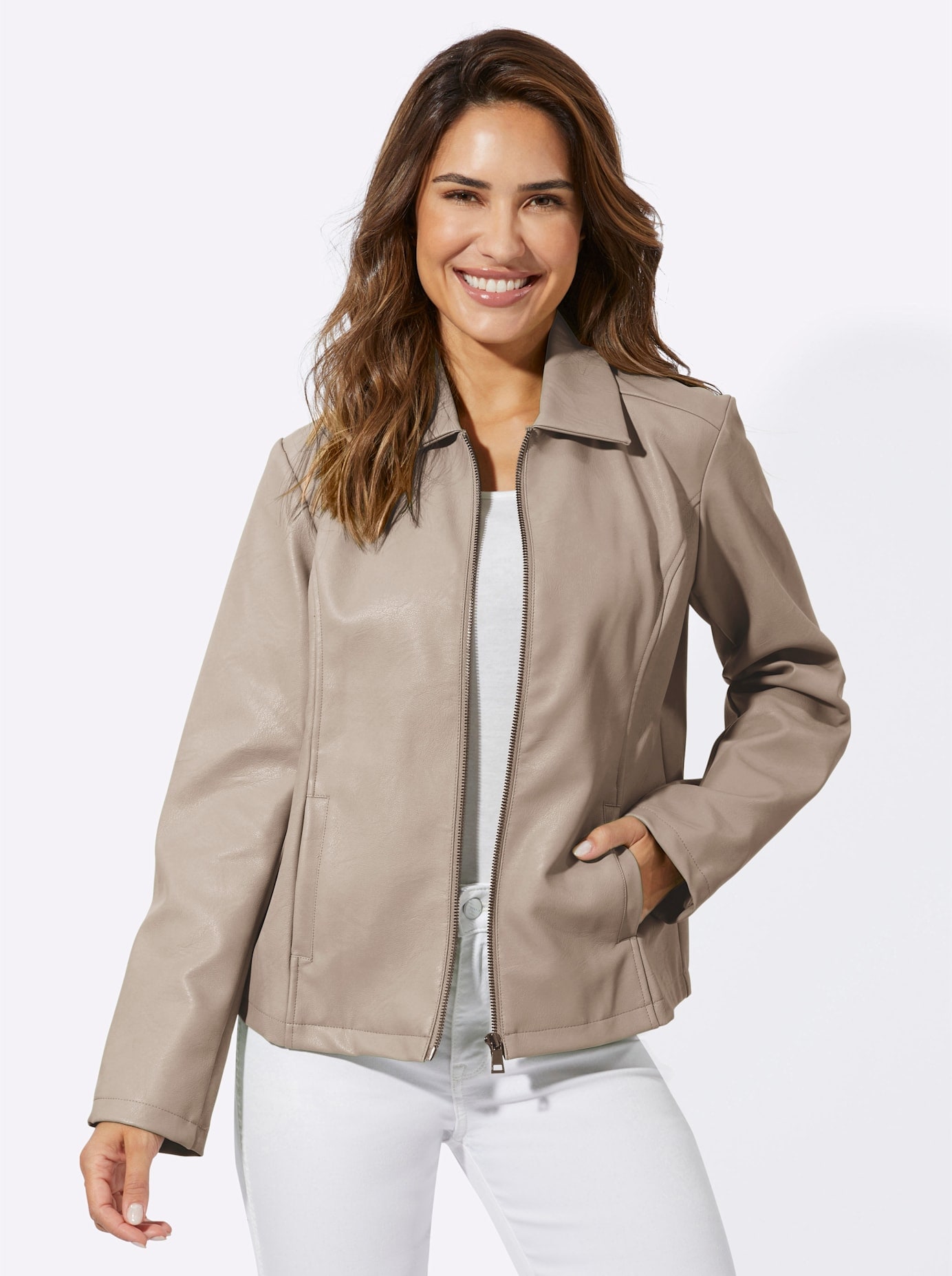 Classic Basics Lederimitatjacke, ohne Kapuze