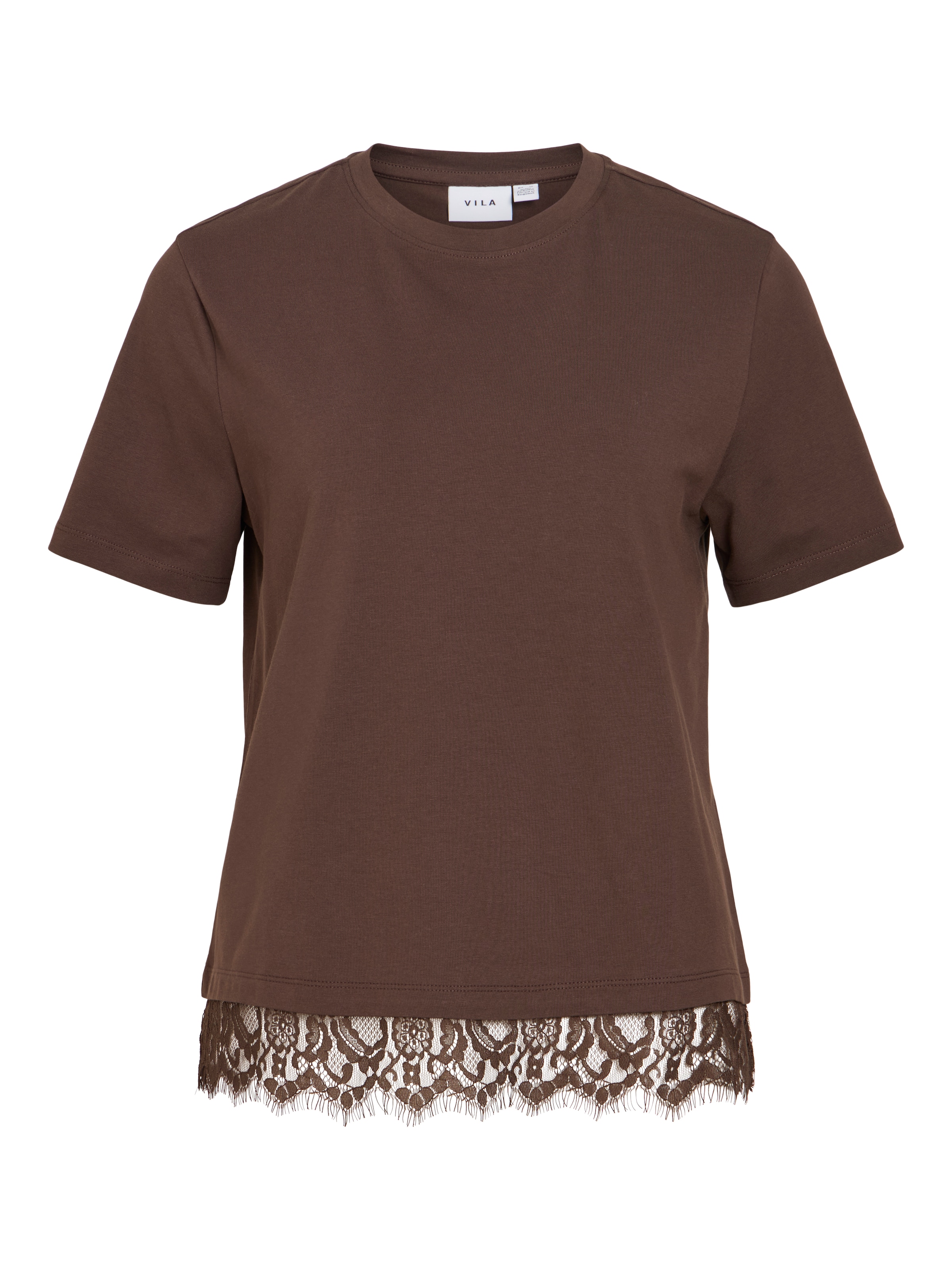 Vila Chemise en dentelle »VINORA S/S LACE T-SHIRT - NOOS« mélange de coton, coupe régulière, avec dentelle