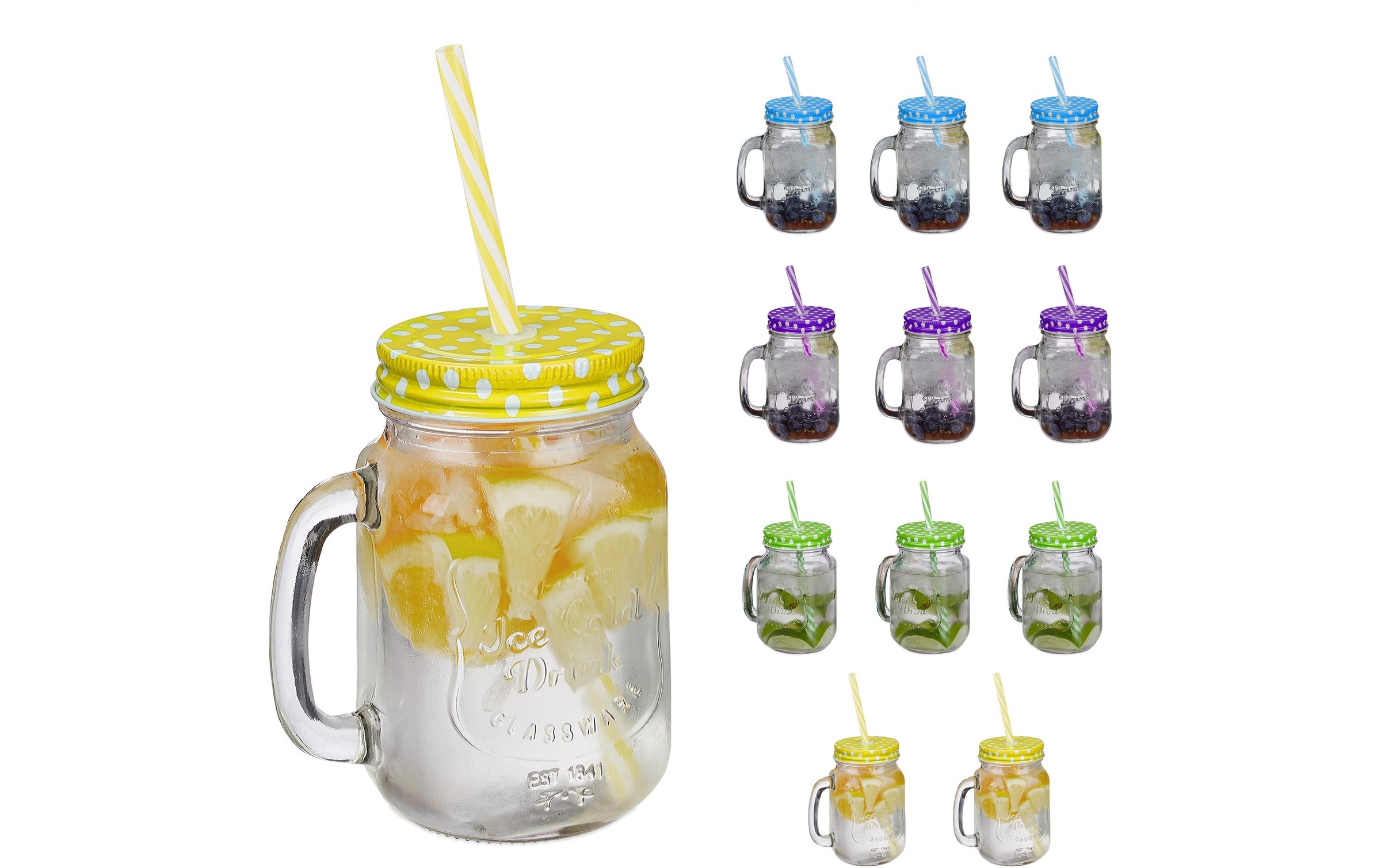 relaxdays Glas »Summer 500 ml, 12 Stück«, (12 tlg.)