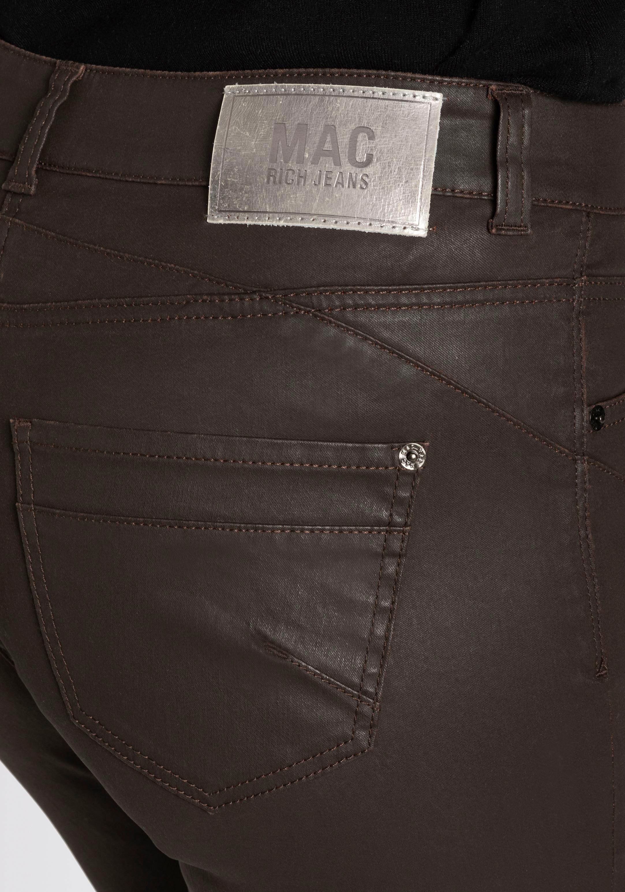 MAC Röhrenhose »RICH SLIM chic coating«, mit Reissverschluss-Detail am Bein