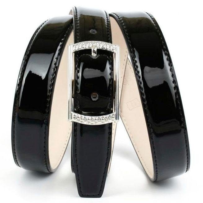 Image of Anthoni Crown Ledergürtel, Schmaler Lackledergürtel, helle Rückseite bei Ackermann Versand Schweiz