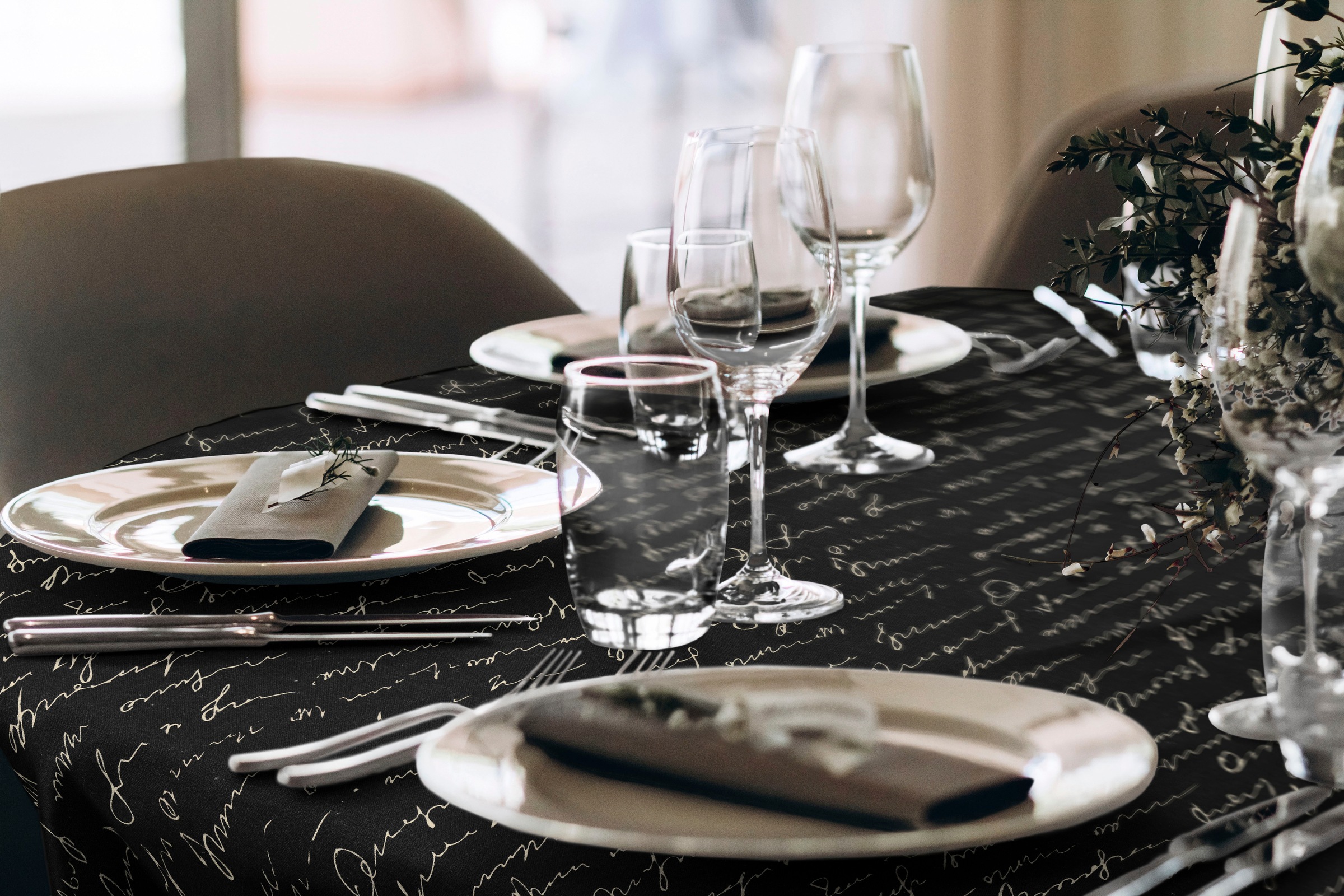 Adam Tischdecke "Scribble" aus Leinen und Bio-Baumwolle,Made in Germany