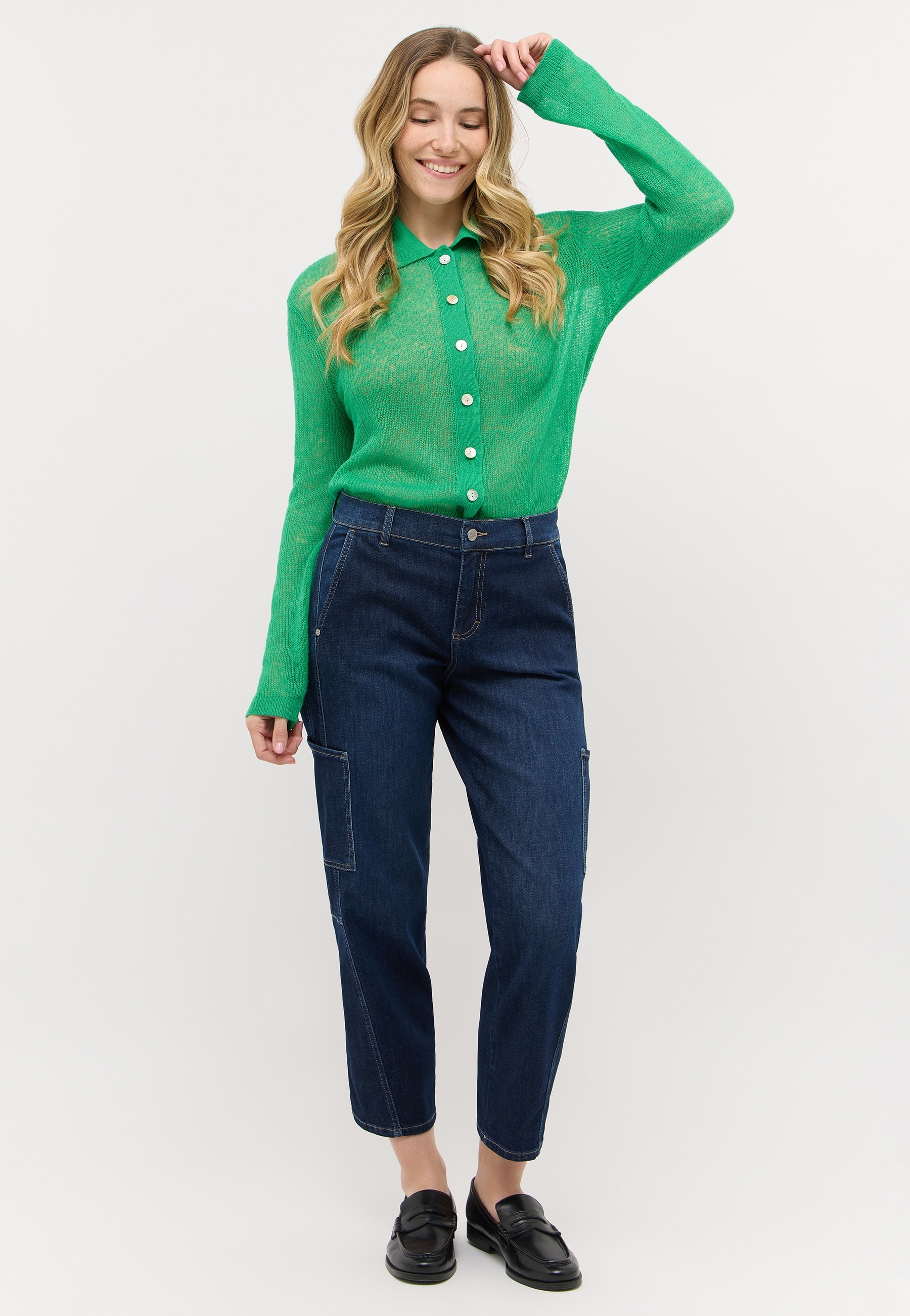 ANGELS Jeans cargo »EVY CARGO« avec poches plaquées sur le côté, forme en O