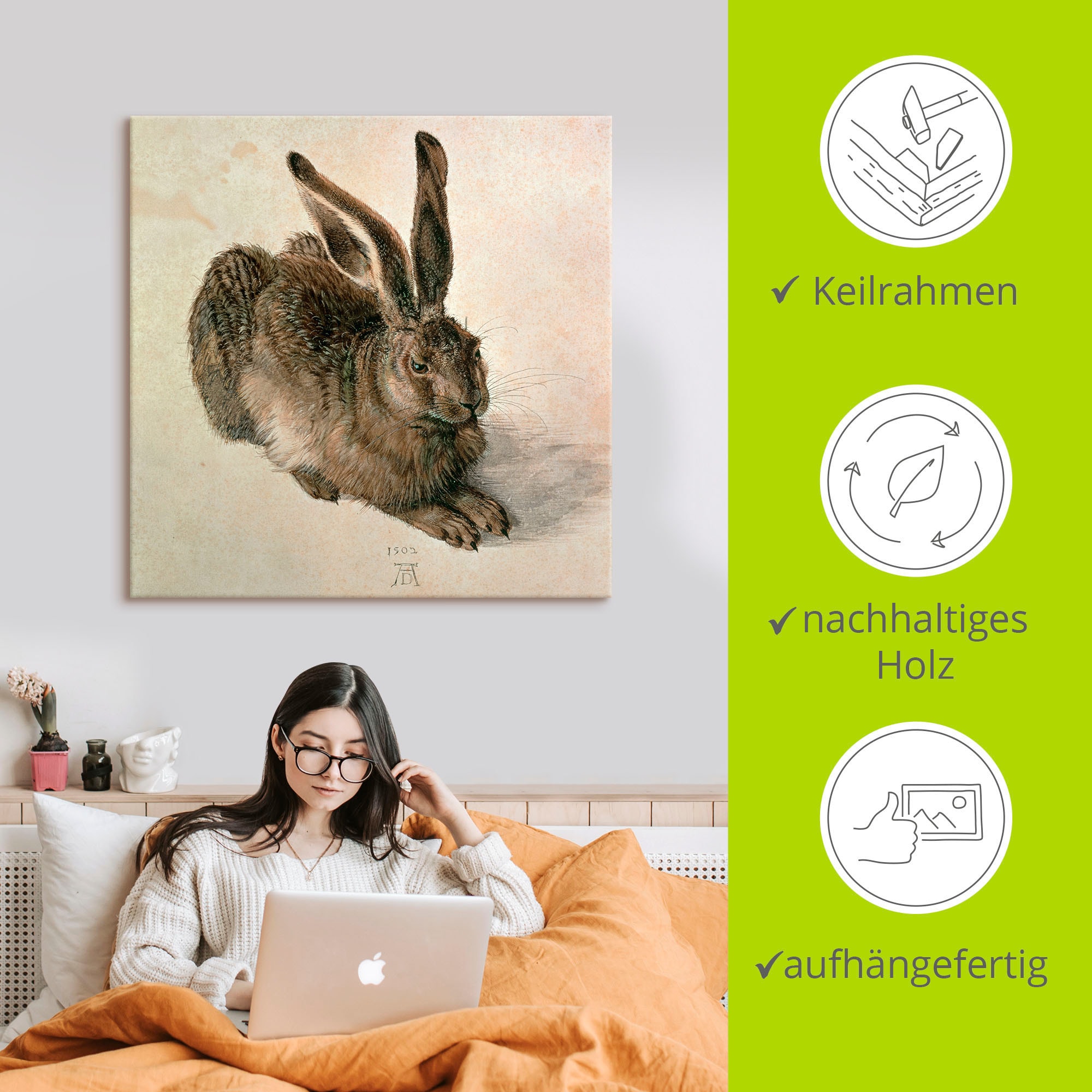 Artland Wandbild »Junger Feldhase. 1502« Wildtiere 1 Stk. tlg. als Leinwandbild, Poster in verschied. Grössen