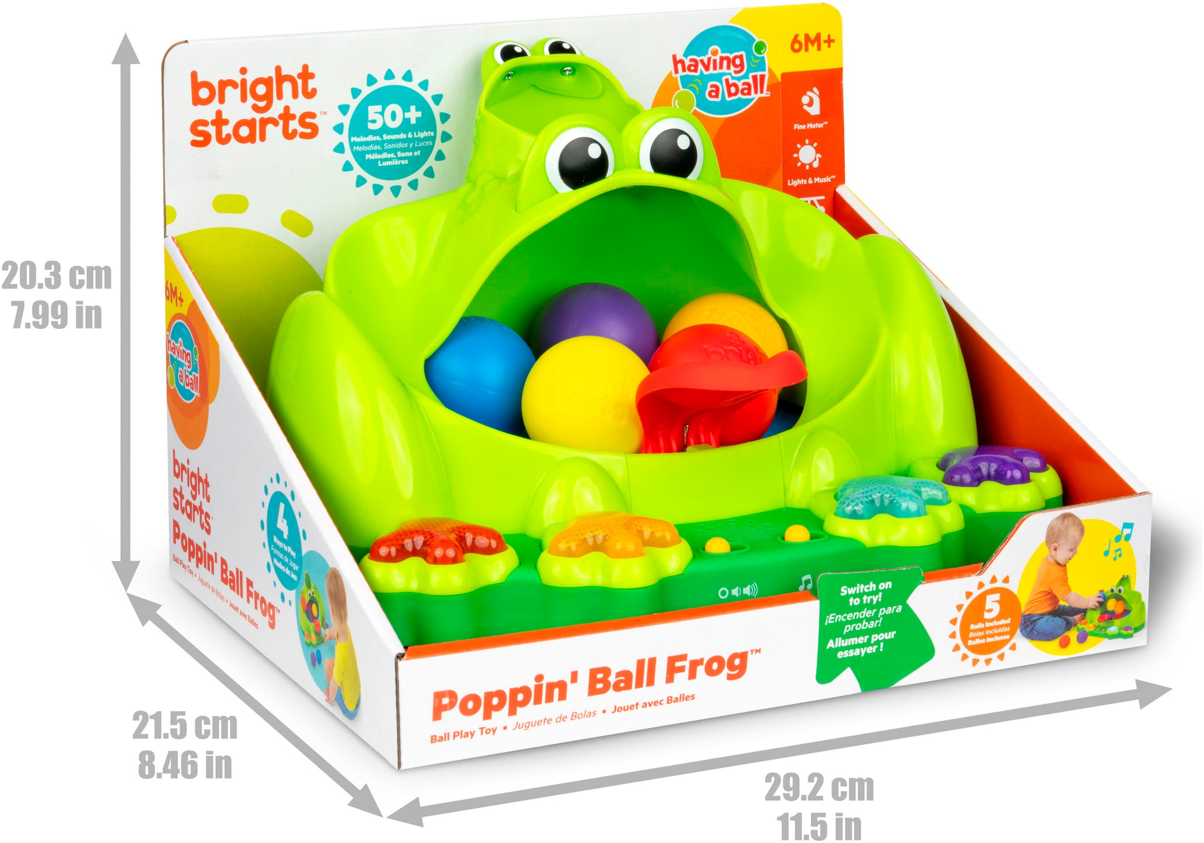Bright Starts Jouets éducatifs »Poppin' Ball Frog Ball Play Toy« mit Licht und Sound