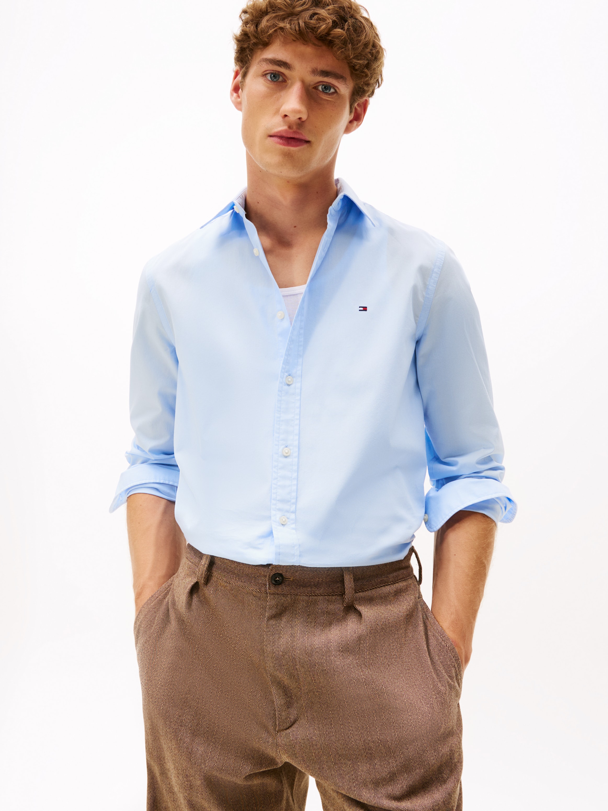 Image of Tommy Hilfiger Langarmhemd "FLEX POPLIN SHIRT" Slim Fit, Kentkragen, Baumwollqualität