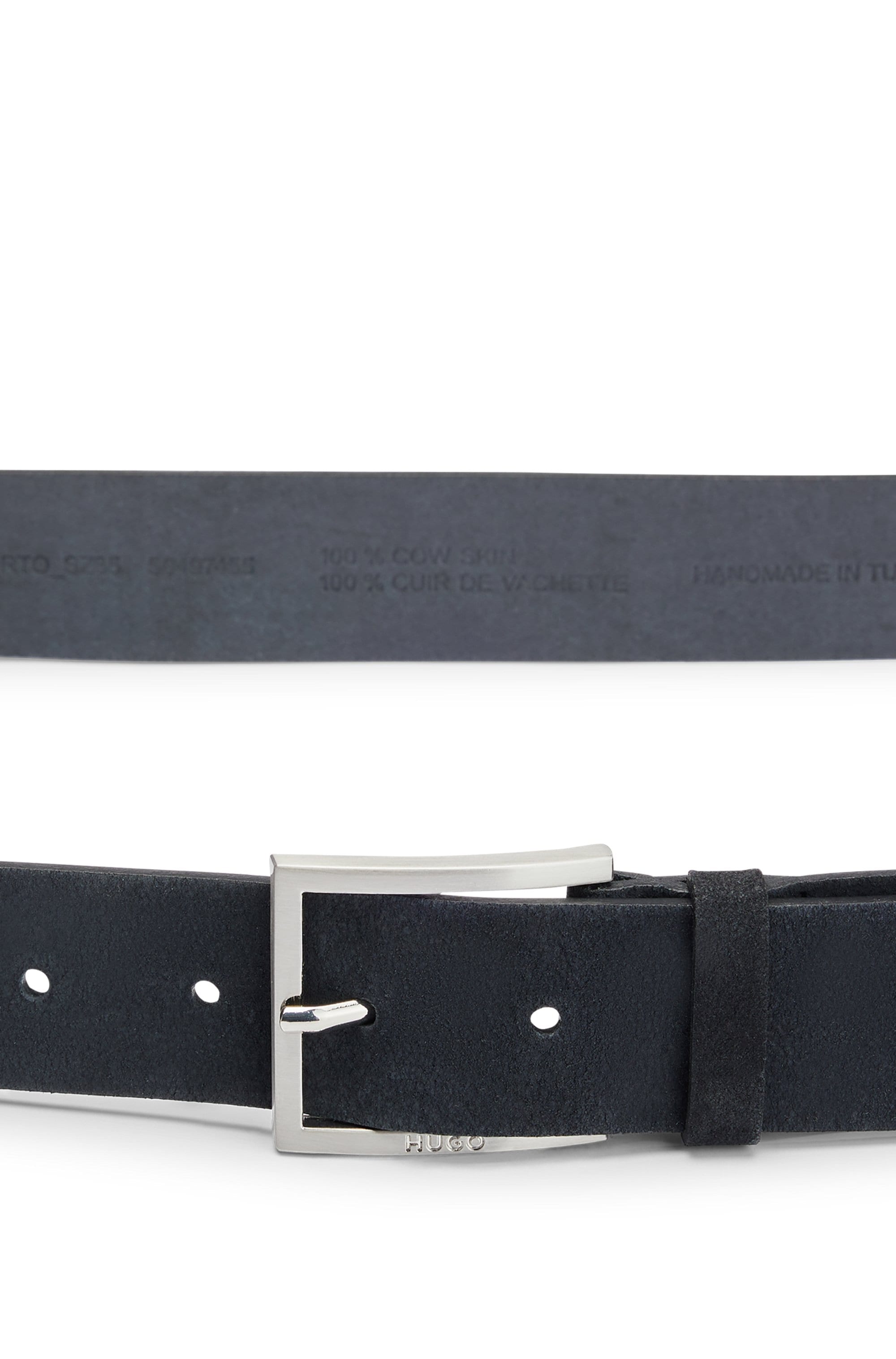 HUGO Ceinture en cuir »Mirto_Sz35« aus Veloursleder mit Logo-Gravur auf der Dornschliesse