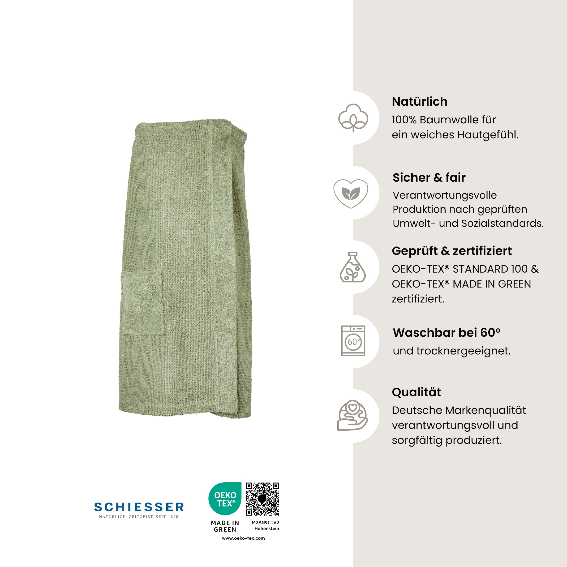 Schiesser »Saunakilt Turin für Damen in angesagter Reiskornoptik« 1 Stk. Made in Green