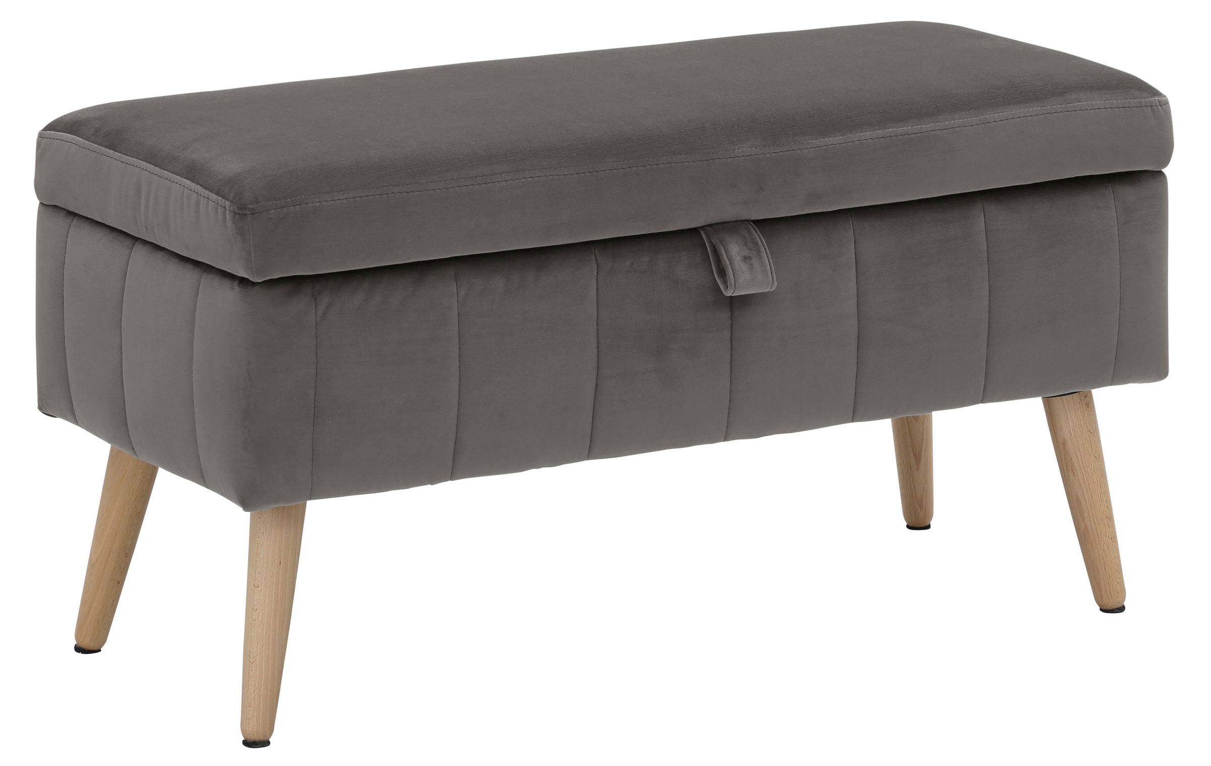 OTTO home Truhenbank "AMIRA Sitzbank mit Stauraum, Maße B/T/H: 81/36/43 cm" mit Staufach, in 3 Bezugsqualitäten mit feiner Steppung