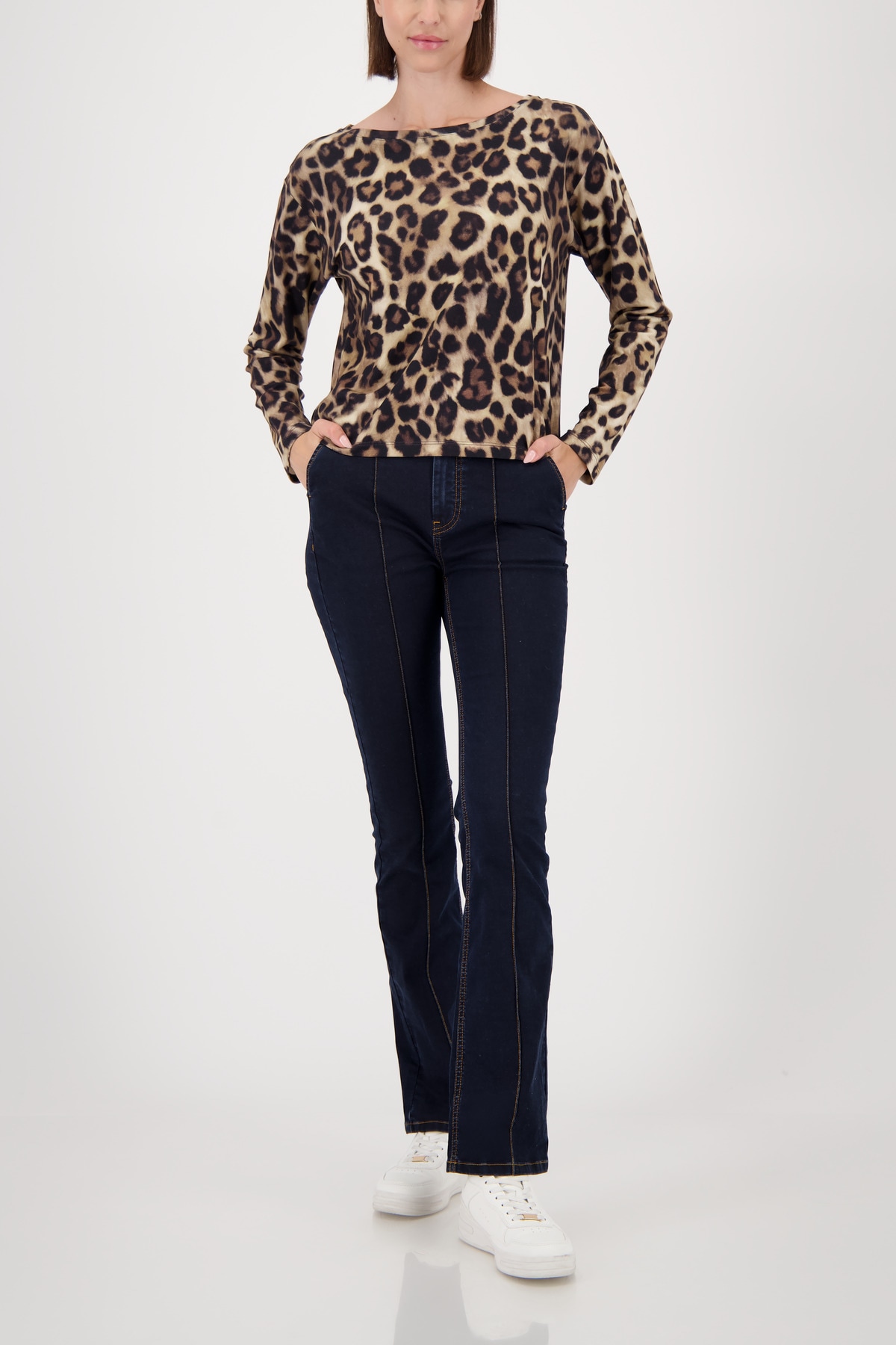 Monari Langarmshirt »Shirt Leodruck Allover«, Regular fit mit U-Boot-Ausschnitt