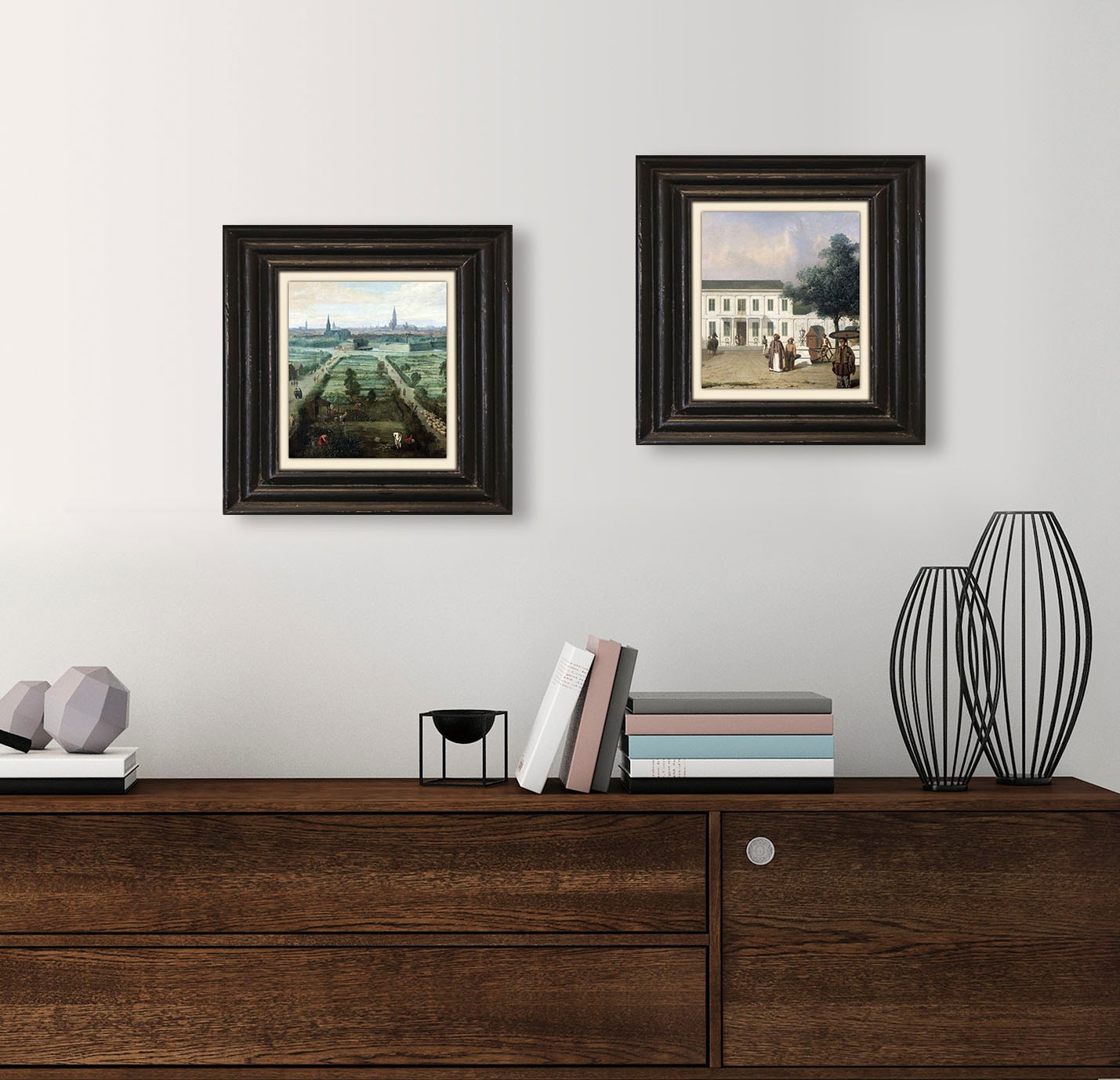 queence Tableau sur toile »Felder« Premium-Leinwandstoff, Handarbeit aus Deutschland, 40x40cm