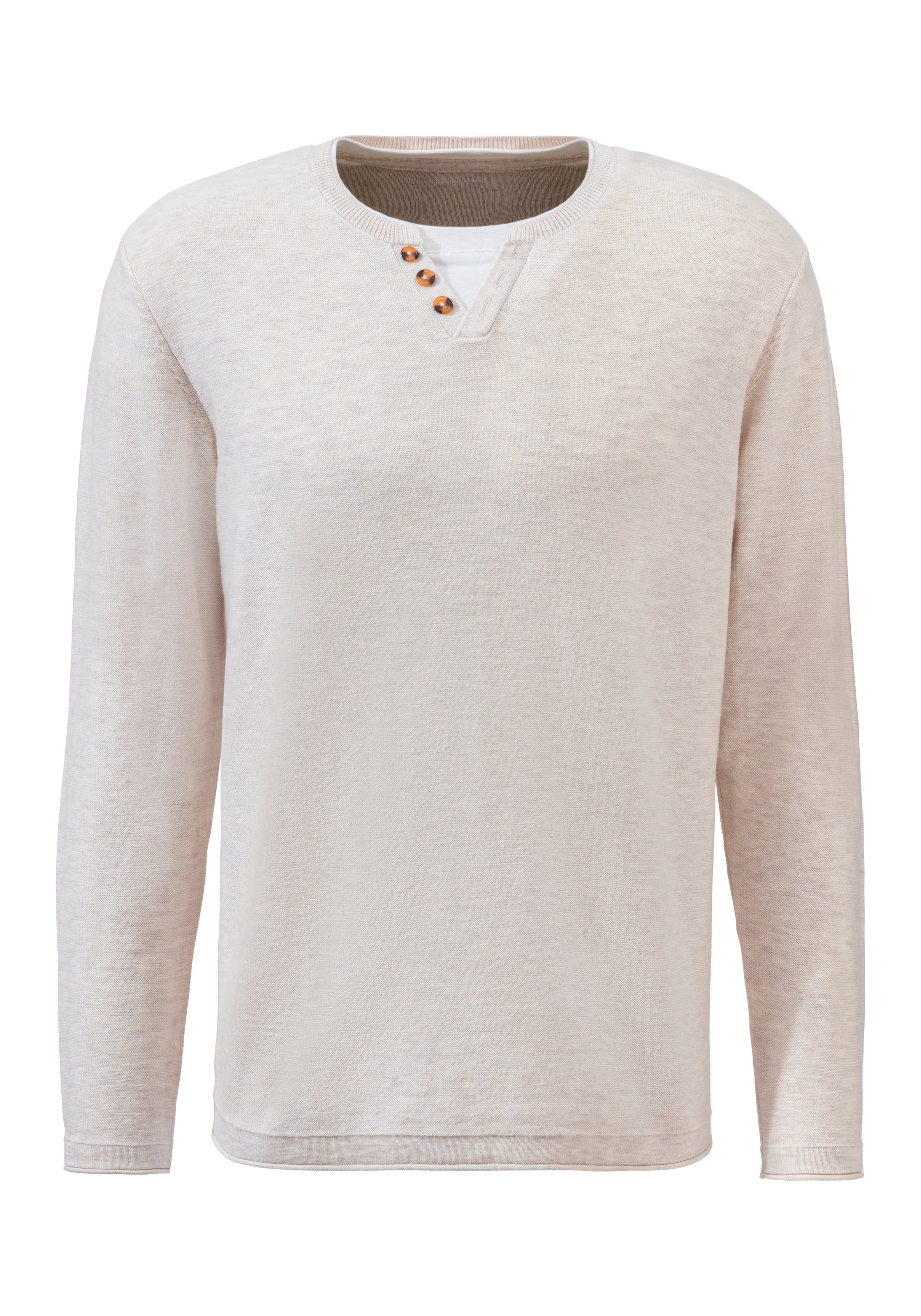 H.I.S Strickpullover, Pullover mit hochwertiger Halslochverarbeitung in double-layer Optik