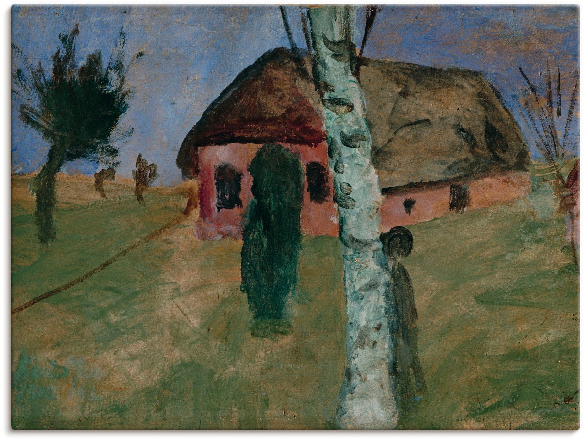 Image of Artland Wandbild »Rotes Haus mit Birke. Um 1906«, Gebäude, (1 St.), in vielen Grössen & Produktarten -Leinwandbild, Poster, Wandaufkleber / Wandtattoo auch für Badezimmer geeignet bei Ackermann Versand Schweiz