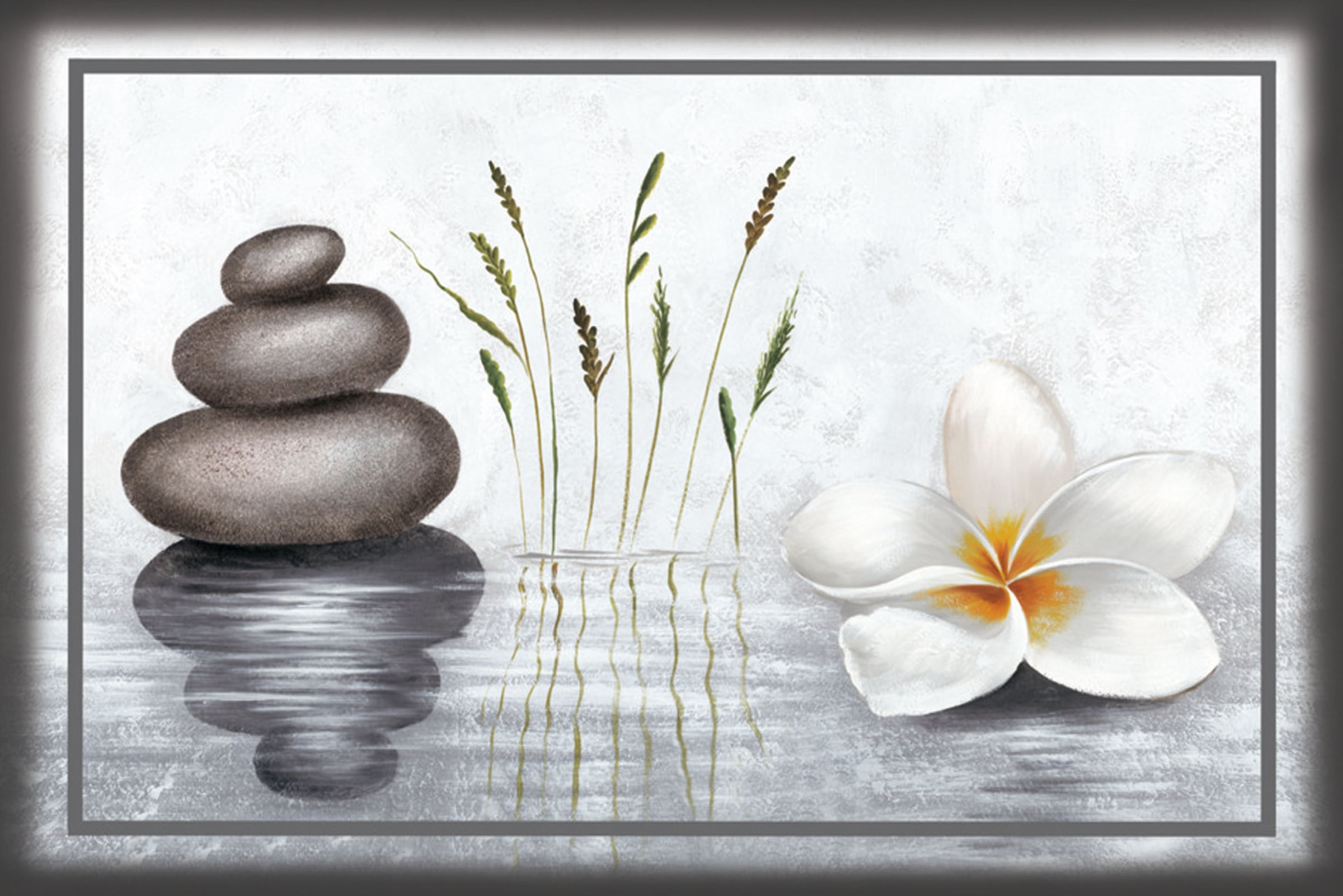 Image of Bönninghoff Leinwandbild "Blumen und Steine" 1 Stk. tlg.