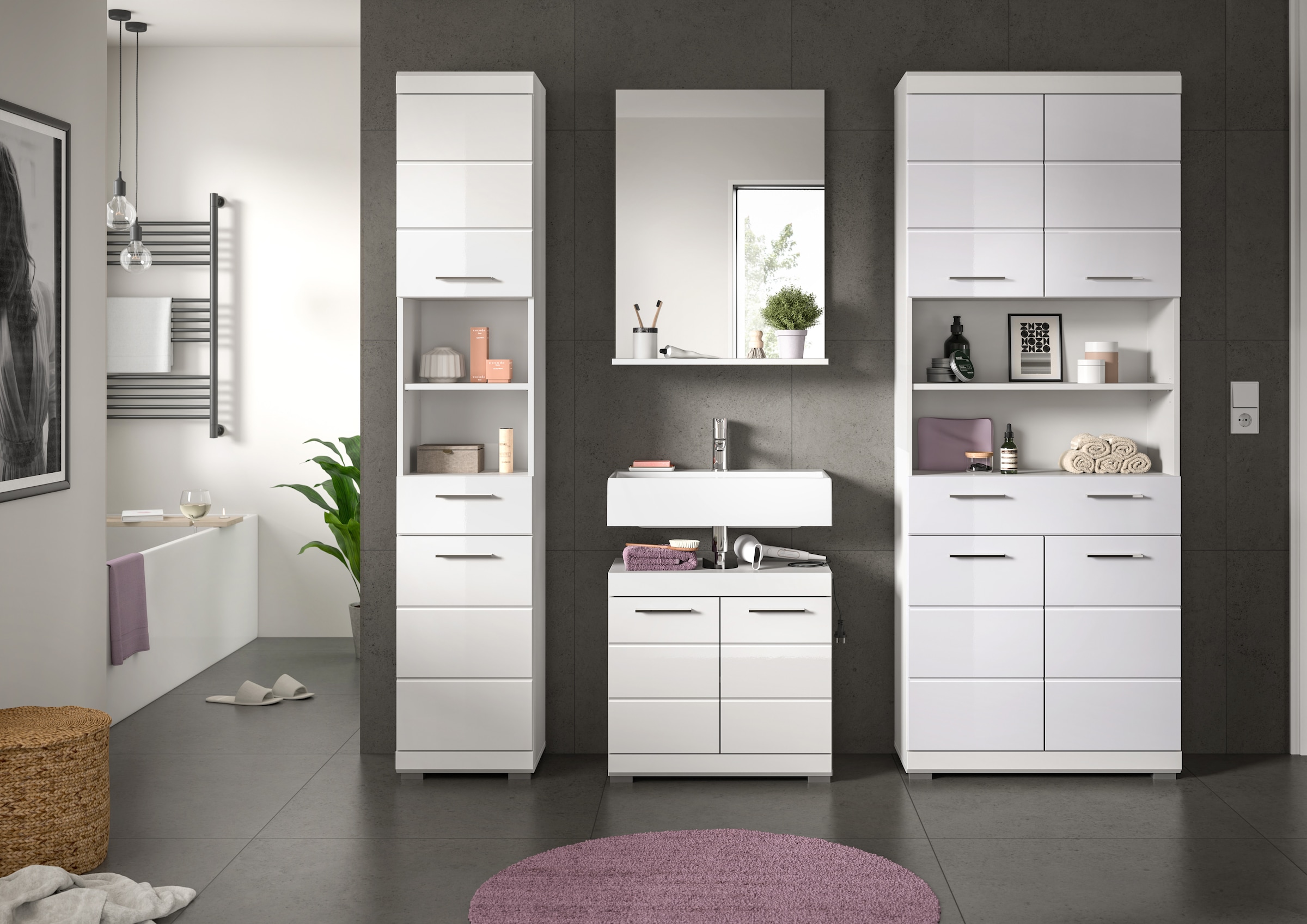 welltime Badmöbel-Set »Siena, 4 teilig, bestehend aus:« Set, TOPSELLER!, 4 Stk. tlg.