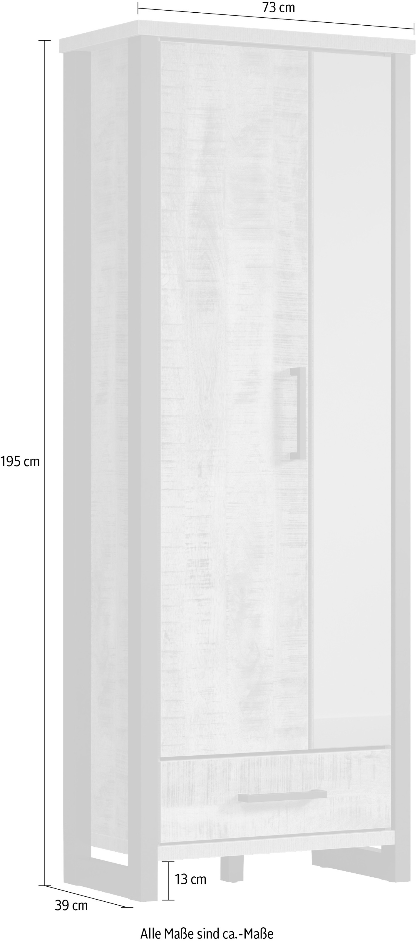 Home affaire Garderobenschrank »Elda«, (1 St.), Schrank mit ausziehbarer Kleiderstange, 2 Türen – (B/T/H) 73/39/195 cm