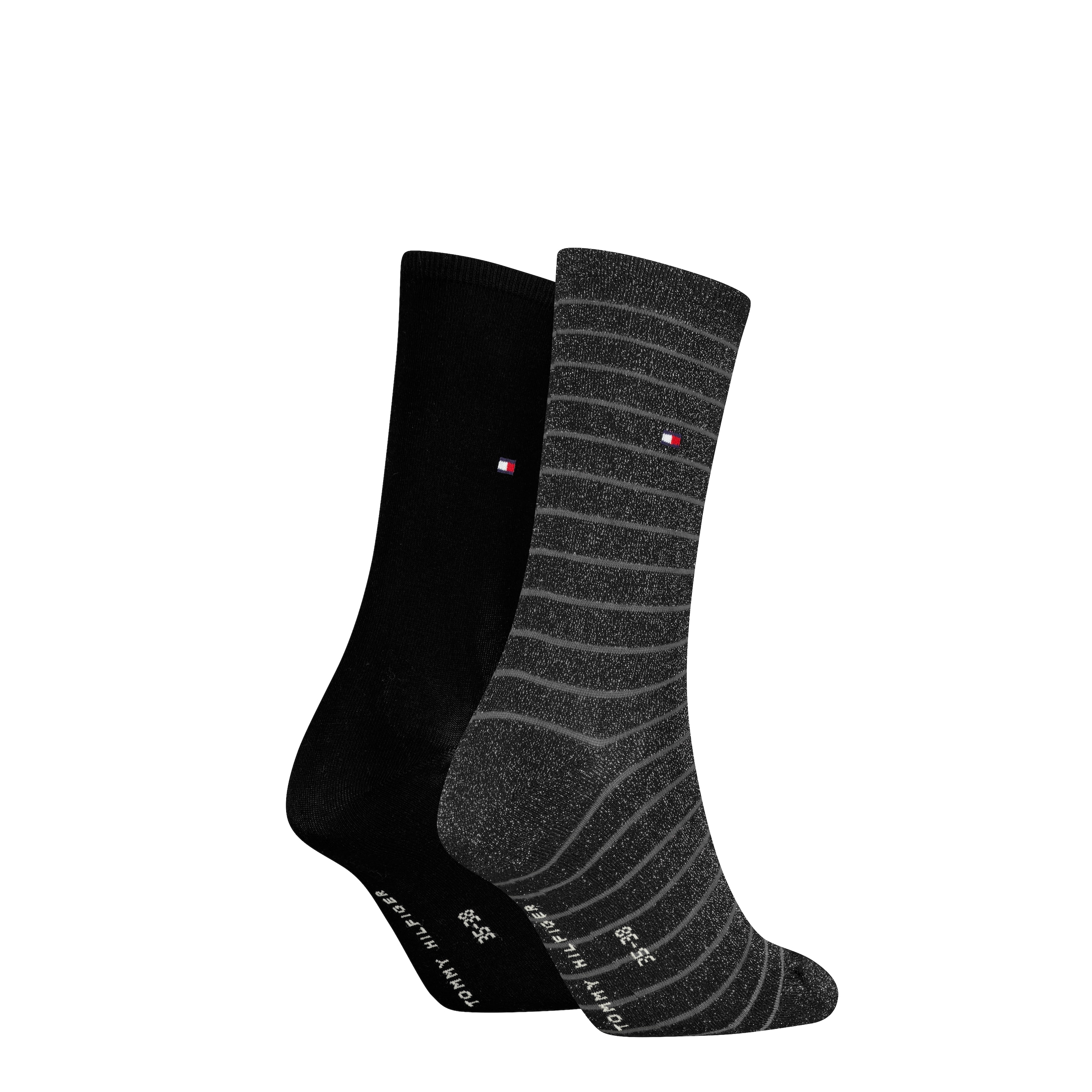 Tommy Hilfiger Chaussettes »TH WOMEN SOCK 2P SMALL STRIPE« 2 paires, 2 Couple tlg. avec bord-côte étroit, chiné, rayé