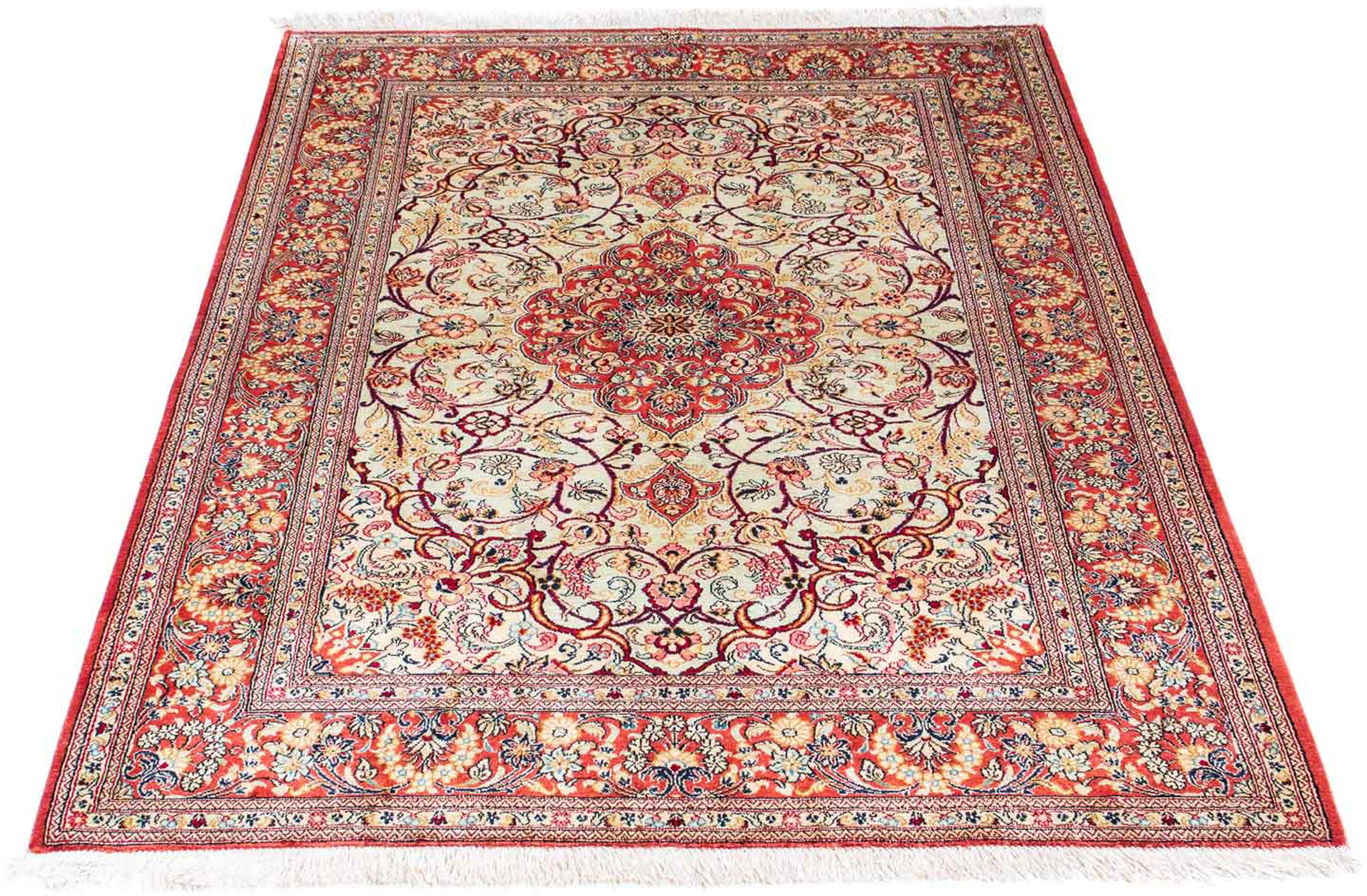 Image of morgenland Orientteppich »Perser - Ghom - 152 x 105 cm - hellrot«, rechteckig, 10 mm Höhe, Wohnzimmer, Handgeknüpft, Einzelstück mit Zertifikat bei Ackermann Versand Schweiz