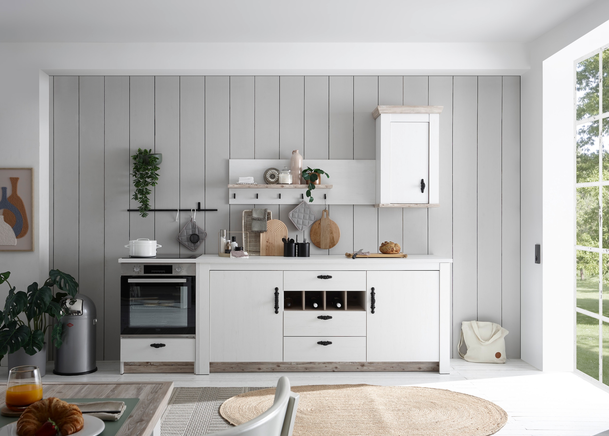 Home affaire Küchenregal »Florenz, Wandboard in Pinie Weiss, Hängeregal, Wandregal«, im Landhausstil, Breite 130 cm, 28 mm starker Ablageboden