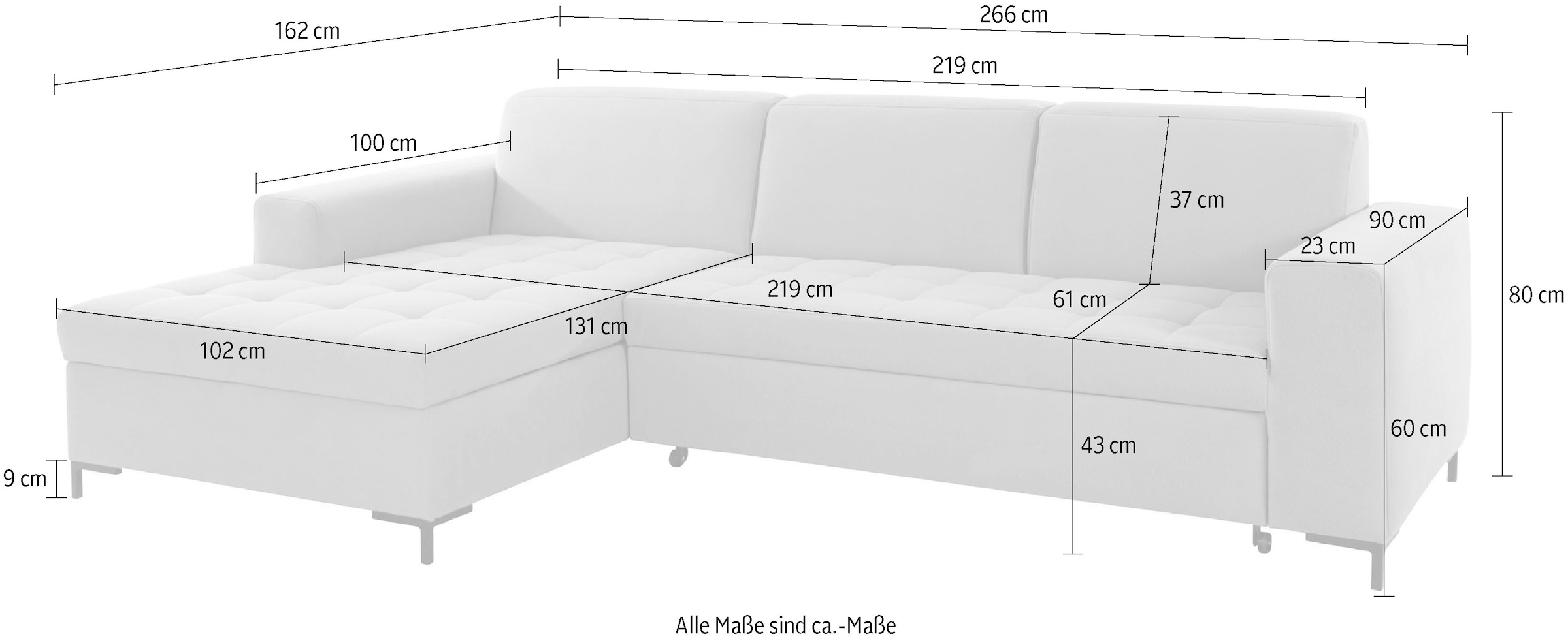 GOODproduct Ecksofa »Grazzo L-Form«, hochwertige Stoffe aus recyceltem Material, Steppung im Sitzbereich