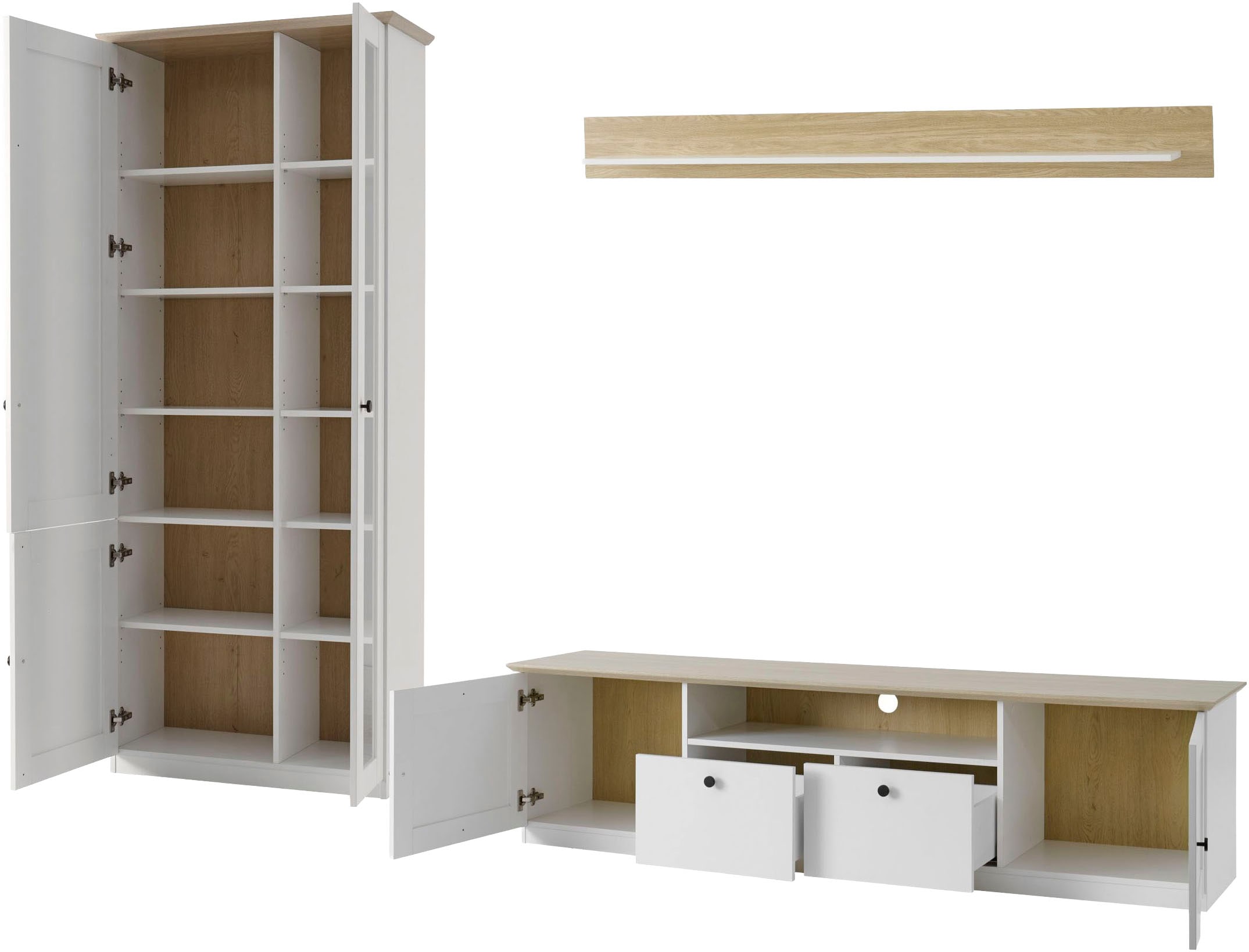 GOODproduct Wohnwand »Brest, Anbauwand im Landhausstil, Komplettset, Wohnzimmer-Set« Set, 3 Stk. tlg.