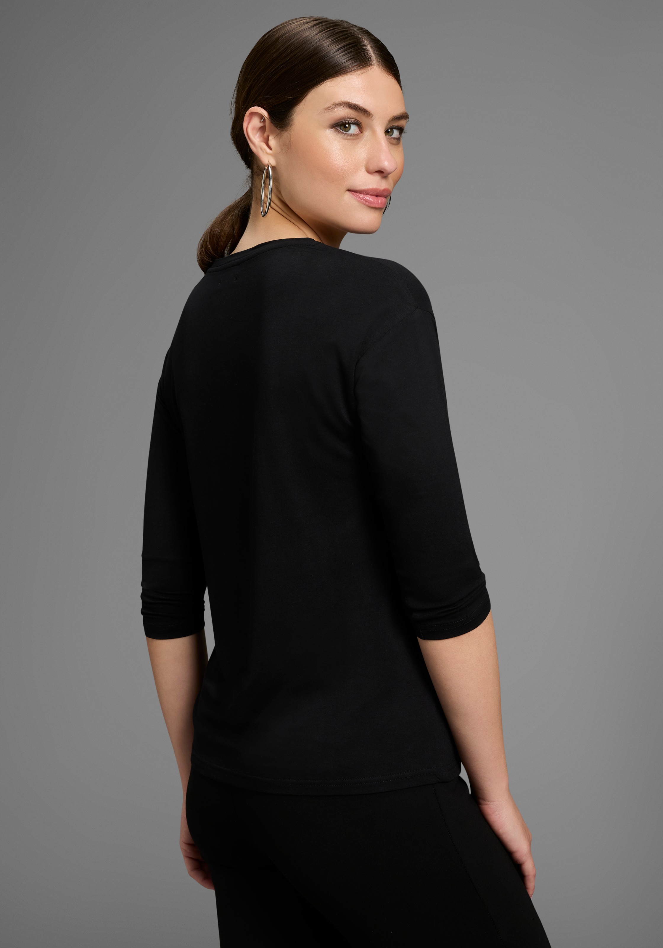 Bruno Banani 3/4-Arm-Shirt, mit Foil-Print und Glitzersteinen - NEUE KOLLEKTION