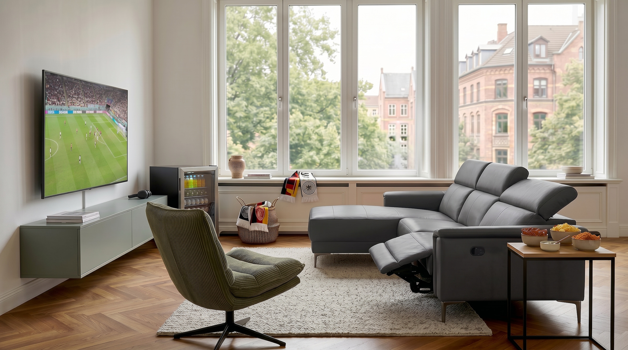 GOODproduct Ecksofa »LUND, Lederoptik, L-Form, 261cm, man./elektr. Relaxfunktion (USB-A)« und Kopfteilverstellung