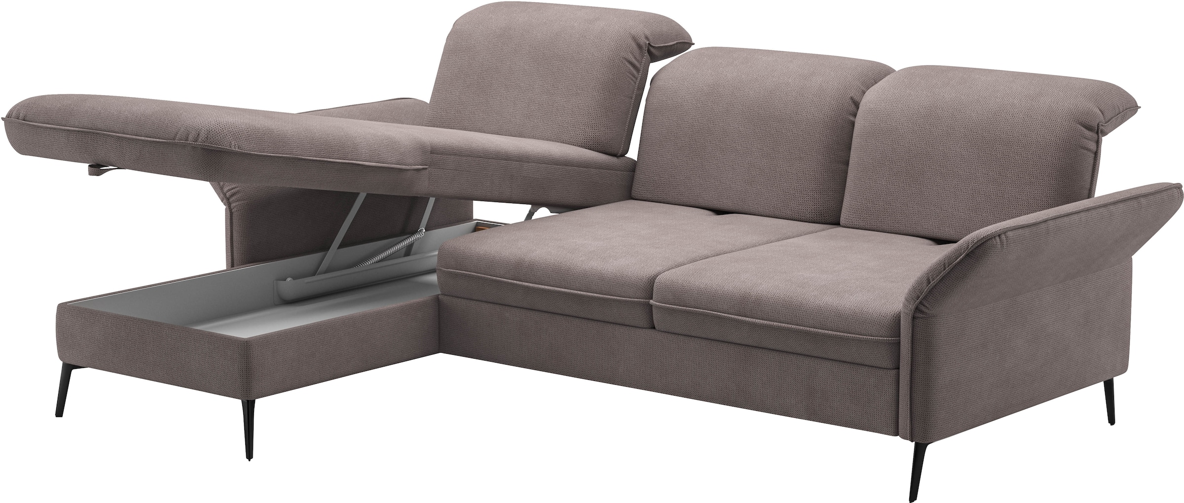 sit&more Ecksofa »Emely, inkl. Sitztiefenverstellung«, wahlweise mit Bettfunktion,Bettkasten,Kopf- & Armteilverstellung