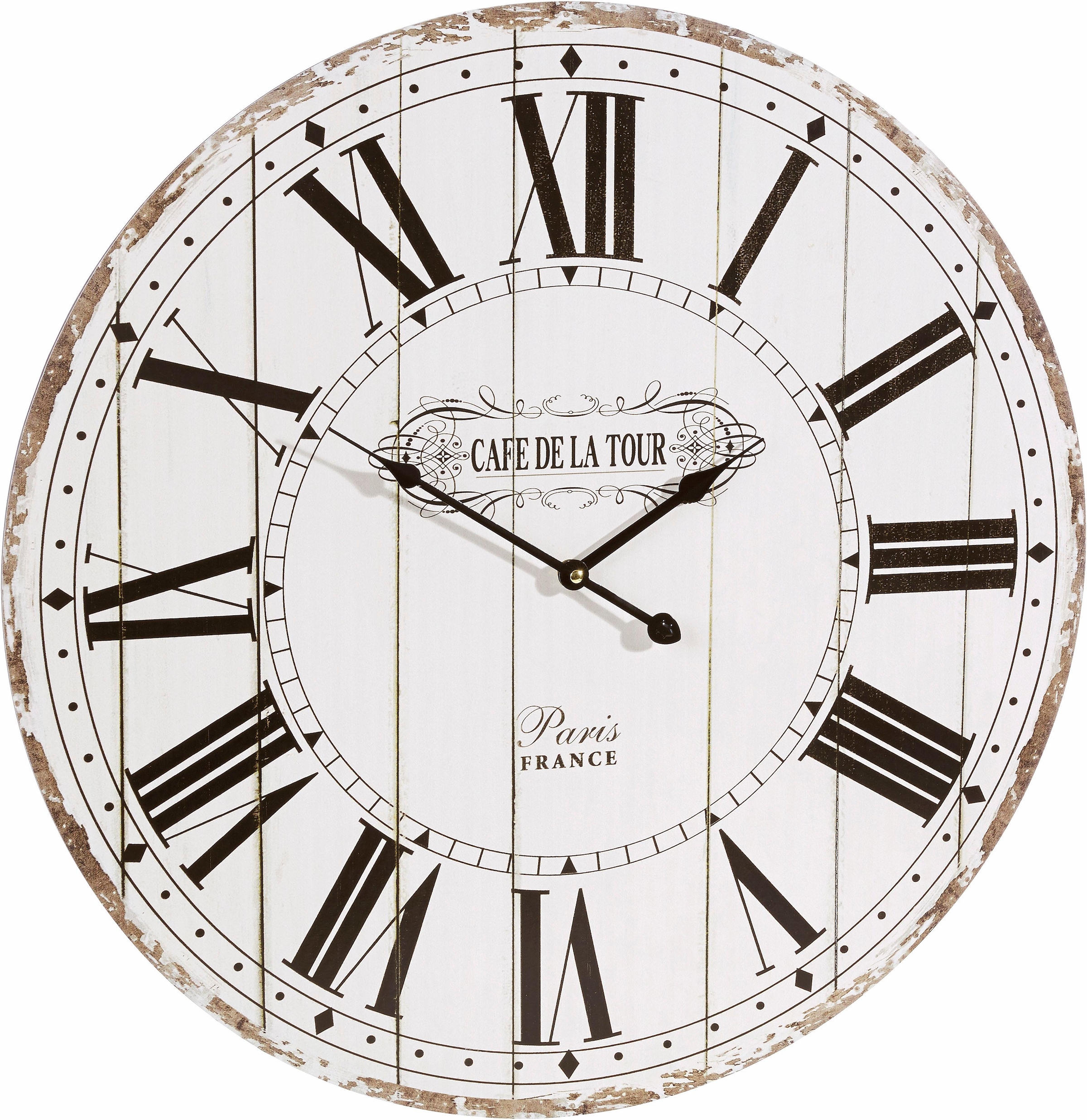 Image of Home affaire Wanduhr ""Cafe de la tour"" römische Ziffern, rund, Ø 60 cm, Vintage-Look