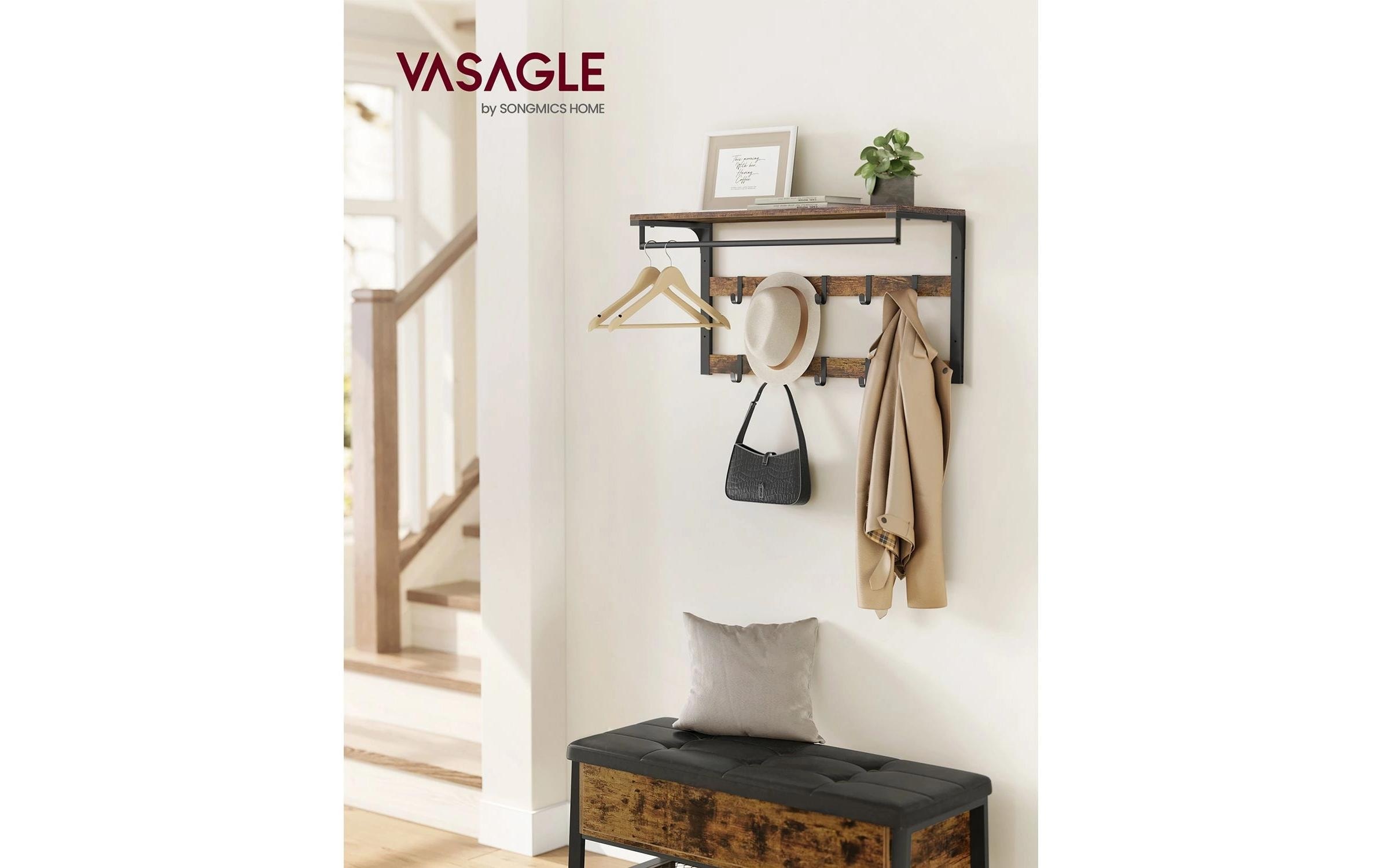 VASAGLE Wandgarderobe »im Industriestil mit Ablage 80 x 30 x 45 cm«