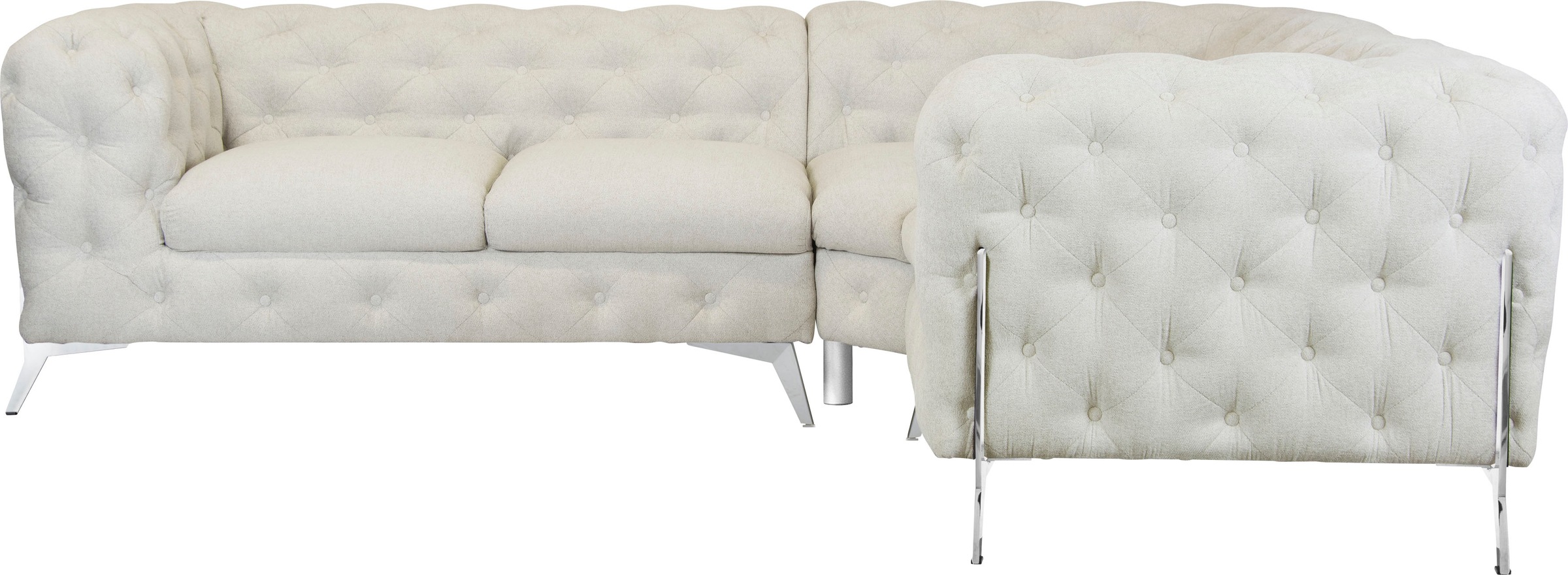 Leonique Chesterfield-Sofa »Amaury L-Form«, moderne Chersterfield-Optik, Breite 262 cm, Fussfarbe wählbar