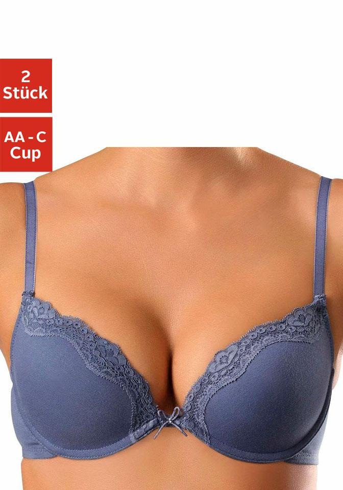 Image of petite fleur Push-up-BH, (2 Stück), mit Bügel und feinem Spitzenband, Basic Dessous bei Ackermann Versand Schweiz