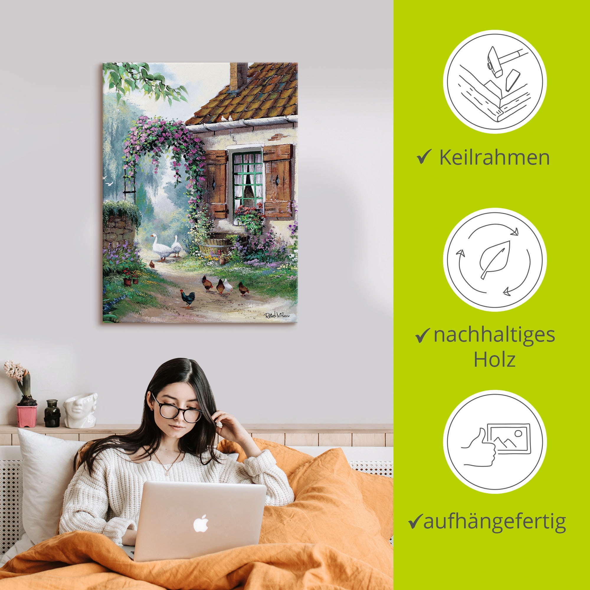 Artland Leinwandbild »Der Bauernhof« Garten 1 Stk. tlg. auf Holzrahmen gespannt