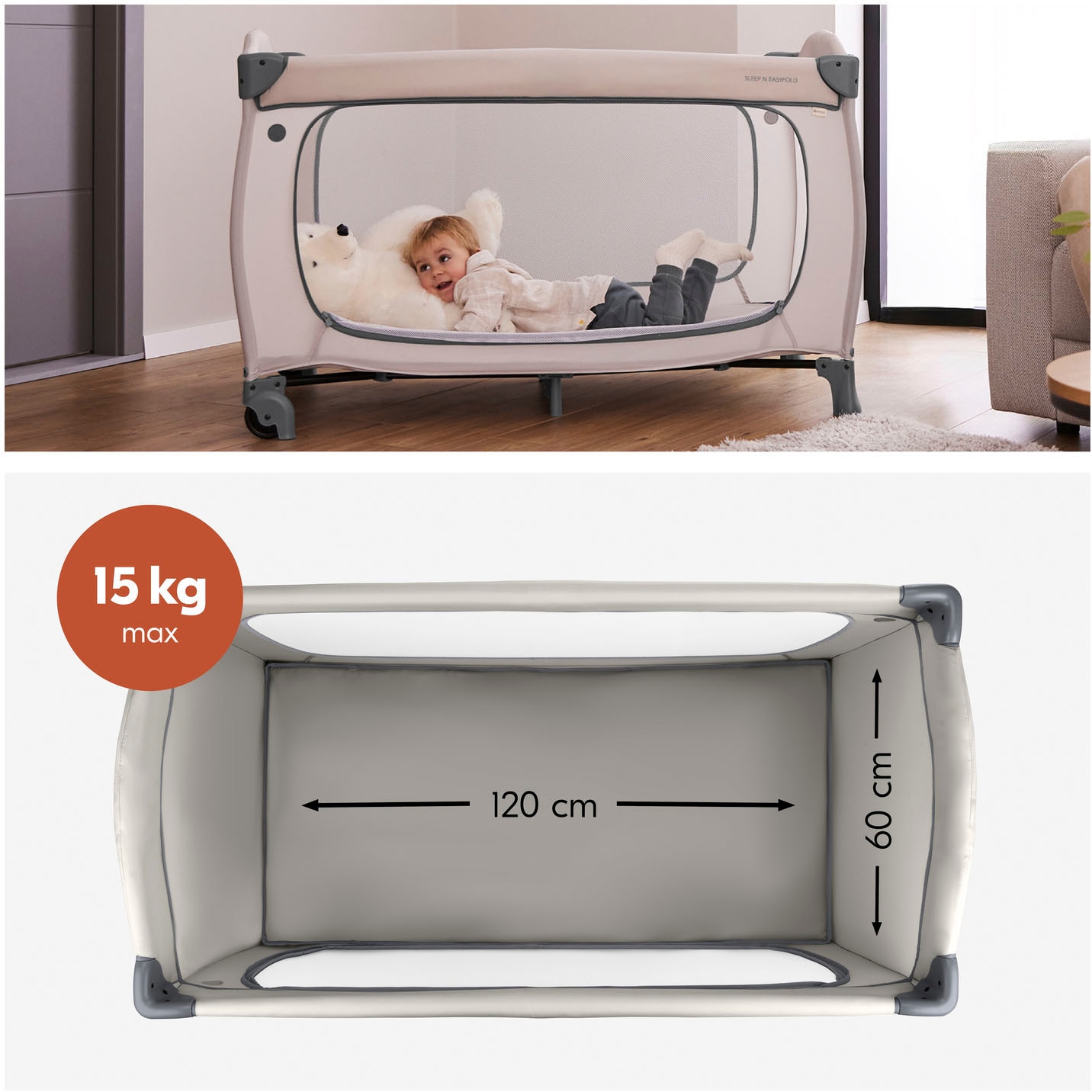 Hauck Lit de voyage pour bébé »Sleep N Easyfold« Vorderausstieg; inkl. Transporttasche