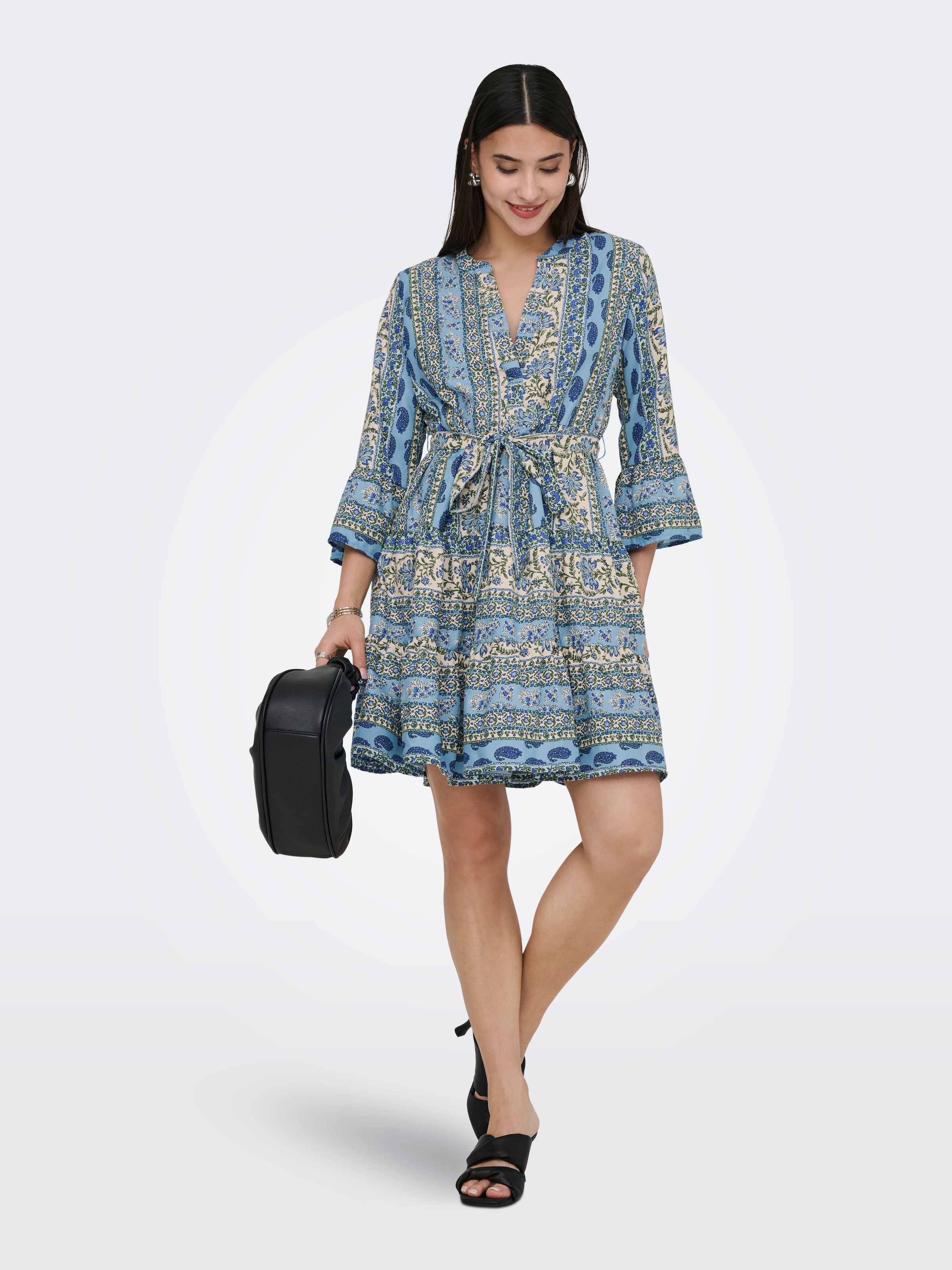 ONLY Robe tunique »ONLSINA LIFE 3/4 SHORT DRESS NOOS WVN« avec volant