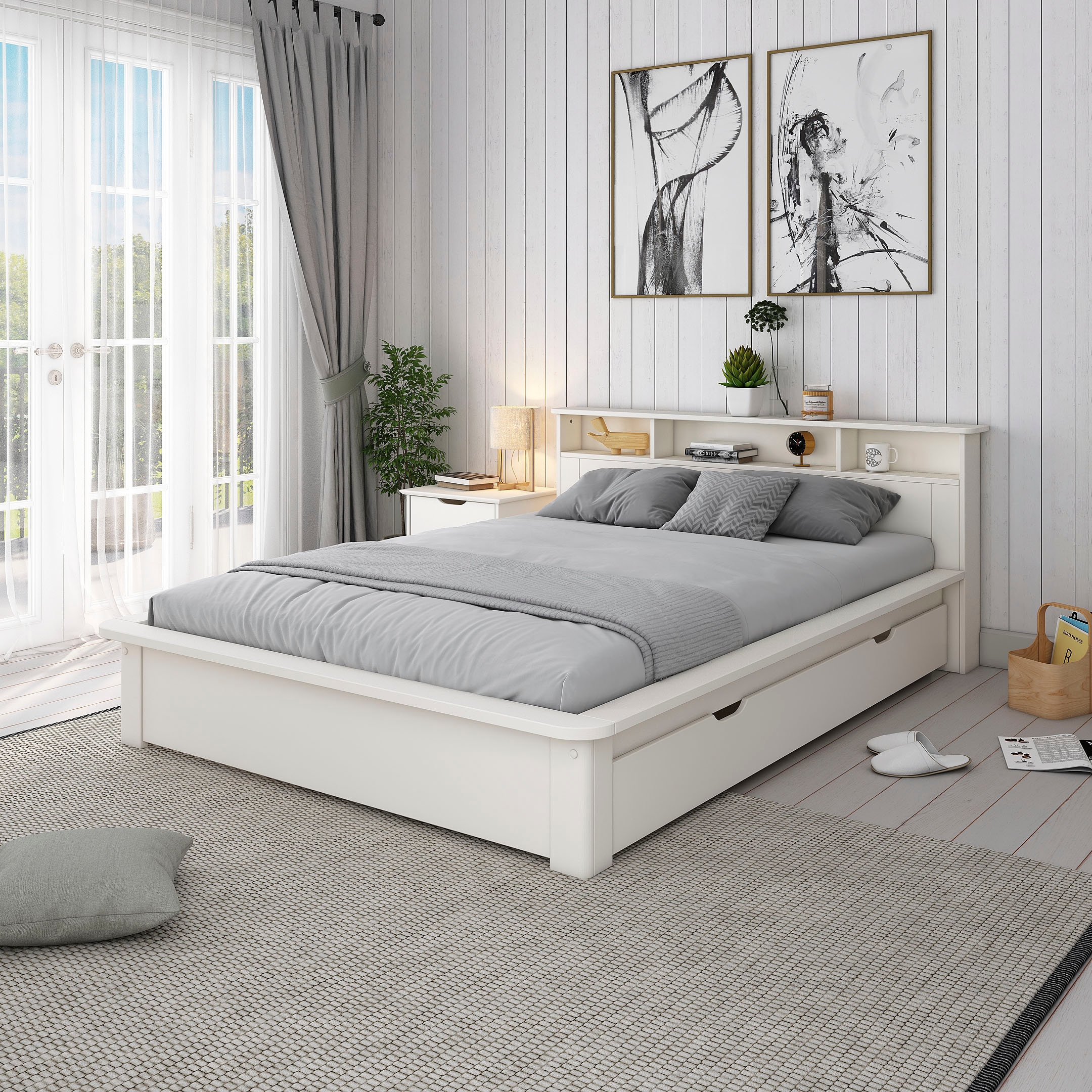 Home affaire Massivholzbett »"KERO" BESTSELLER! Stauraum im Kopfteil«, zertifiziertes Massivholz (Kiefer), optional mit Schublade