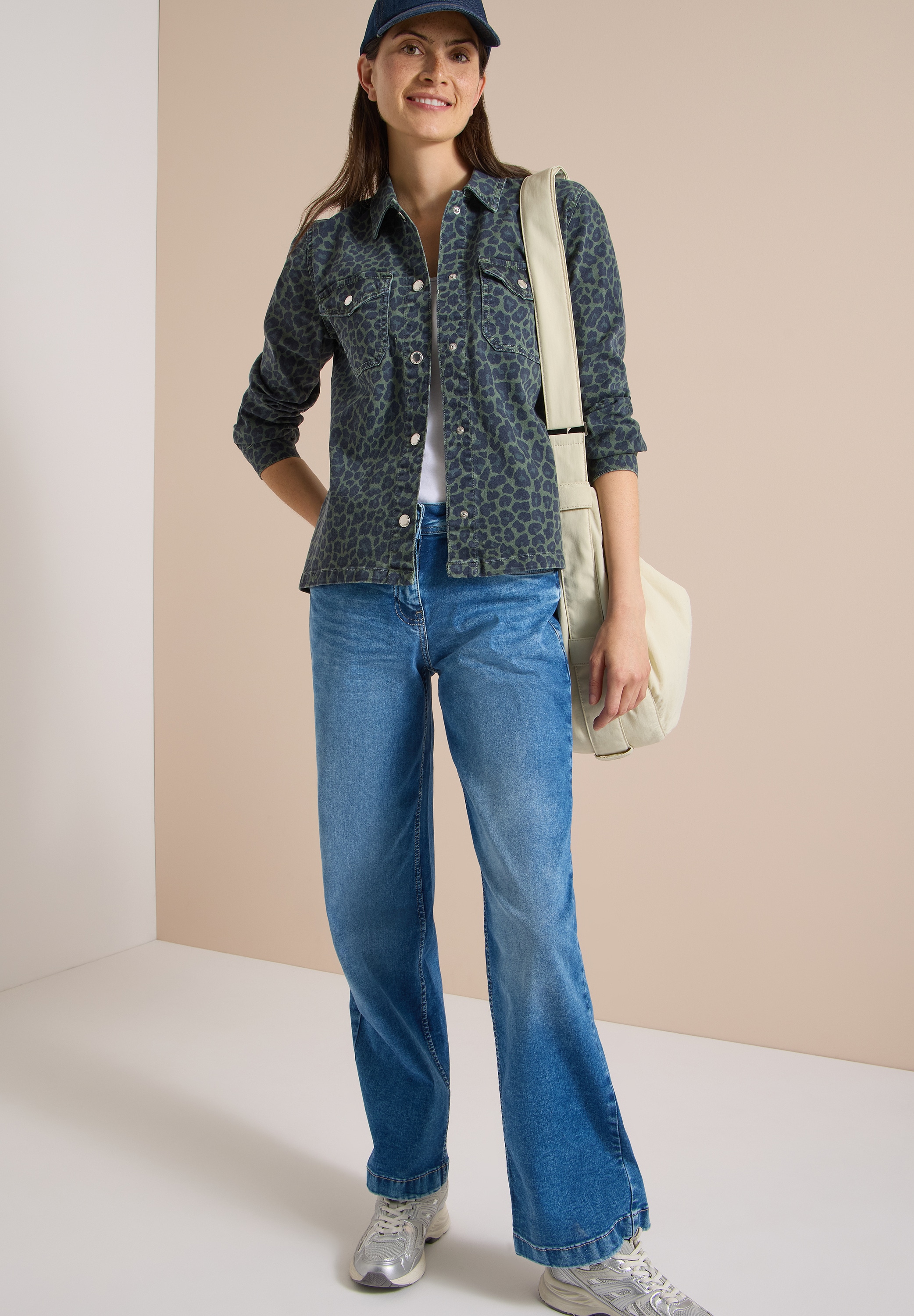 Cecil Veste chemise sans capuche veste en jean imprimée avec motif animalier