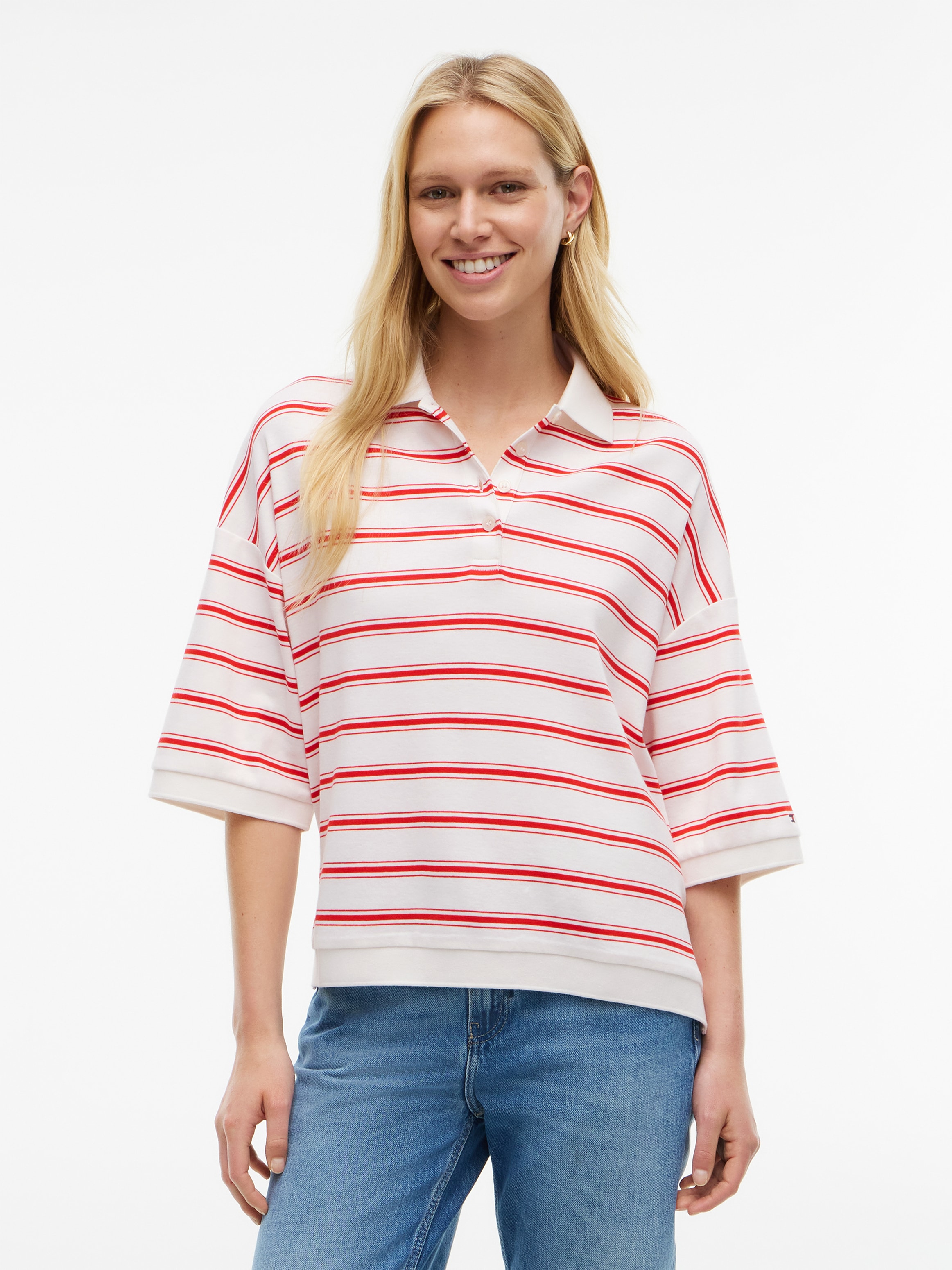 Image of Tommy Hilfiger Poloshirt "MULTISTP OVERSIZED SS POLO" Baumwolle, oversize