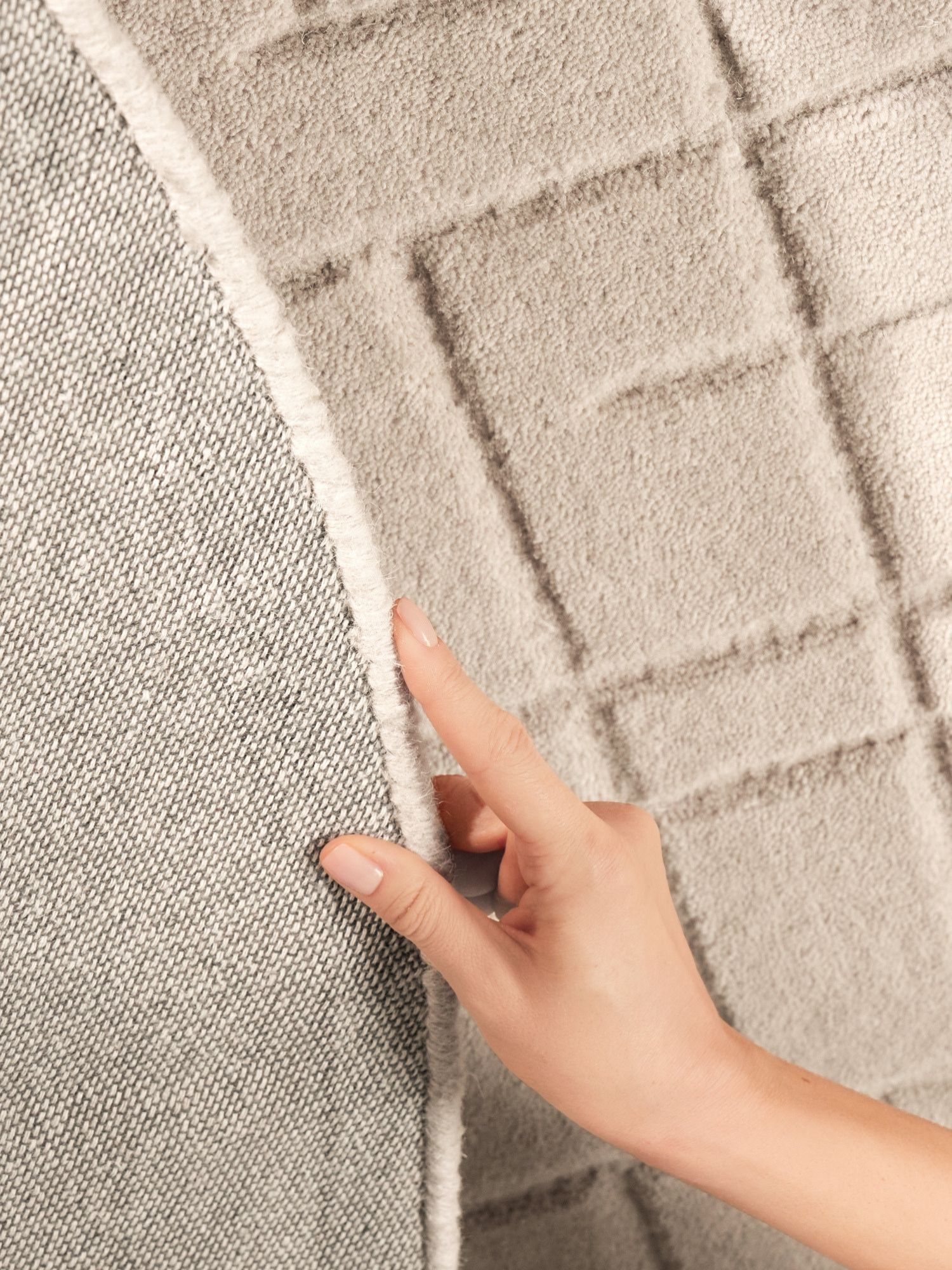 Villeroy & Boch Tapis en laine »Kenso« Rond 15 mm Höhe laine, à carreaux, naturel, fait main, salon, chambre, hygge