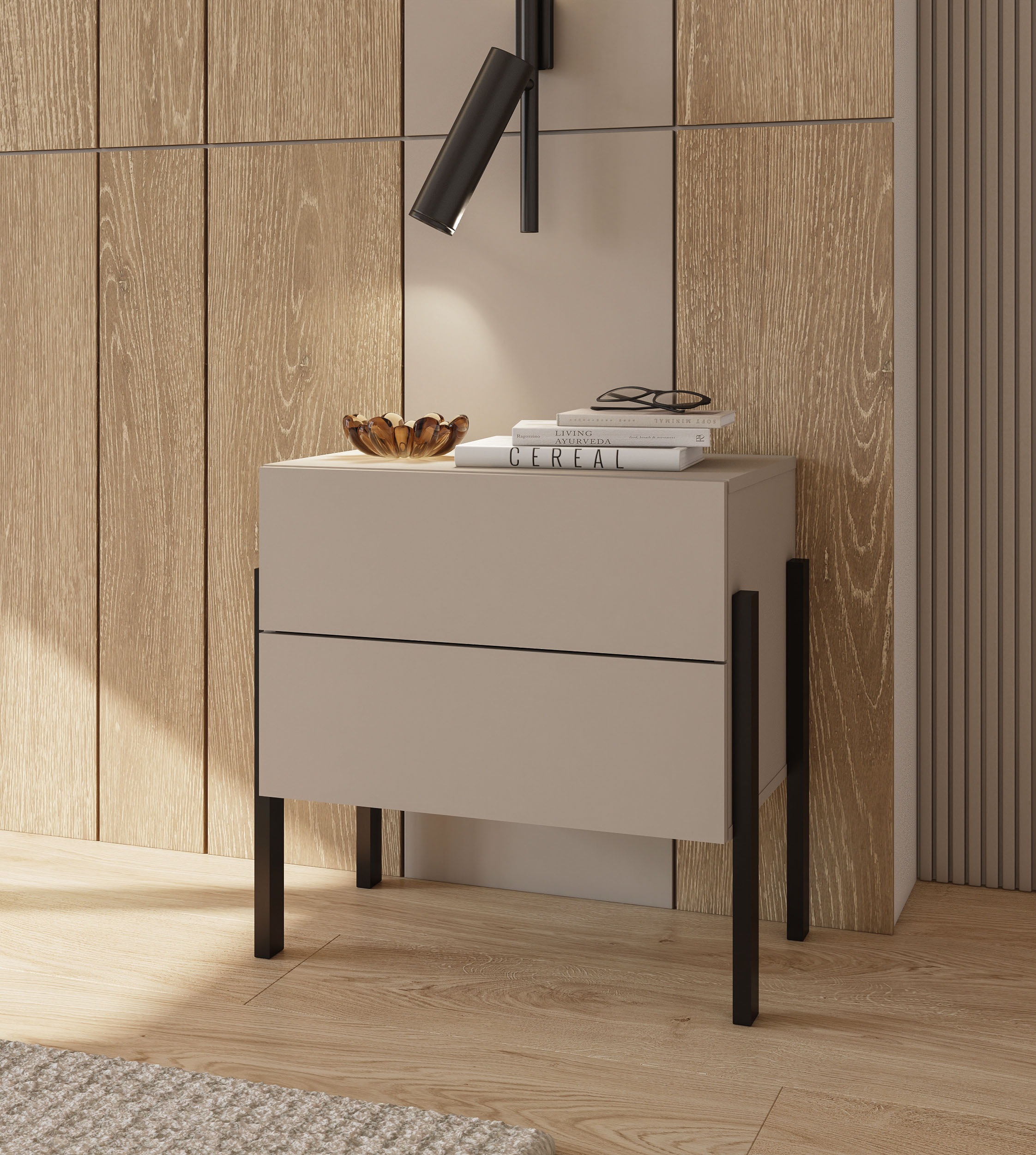 Image of GOODproduct Nachtkommode "Jukon, Breite 59 cm, moderne Kommode mit zwei Schubladen" Nako mit zwei Schubladen, push to open Funktion