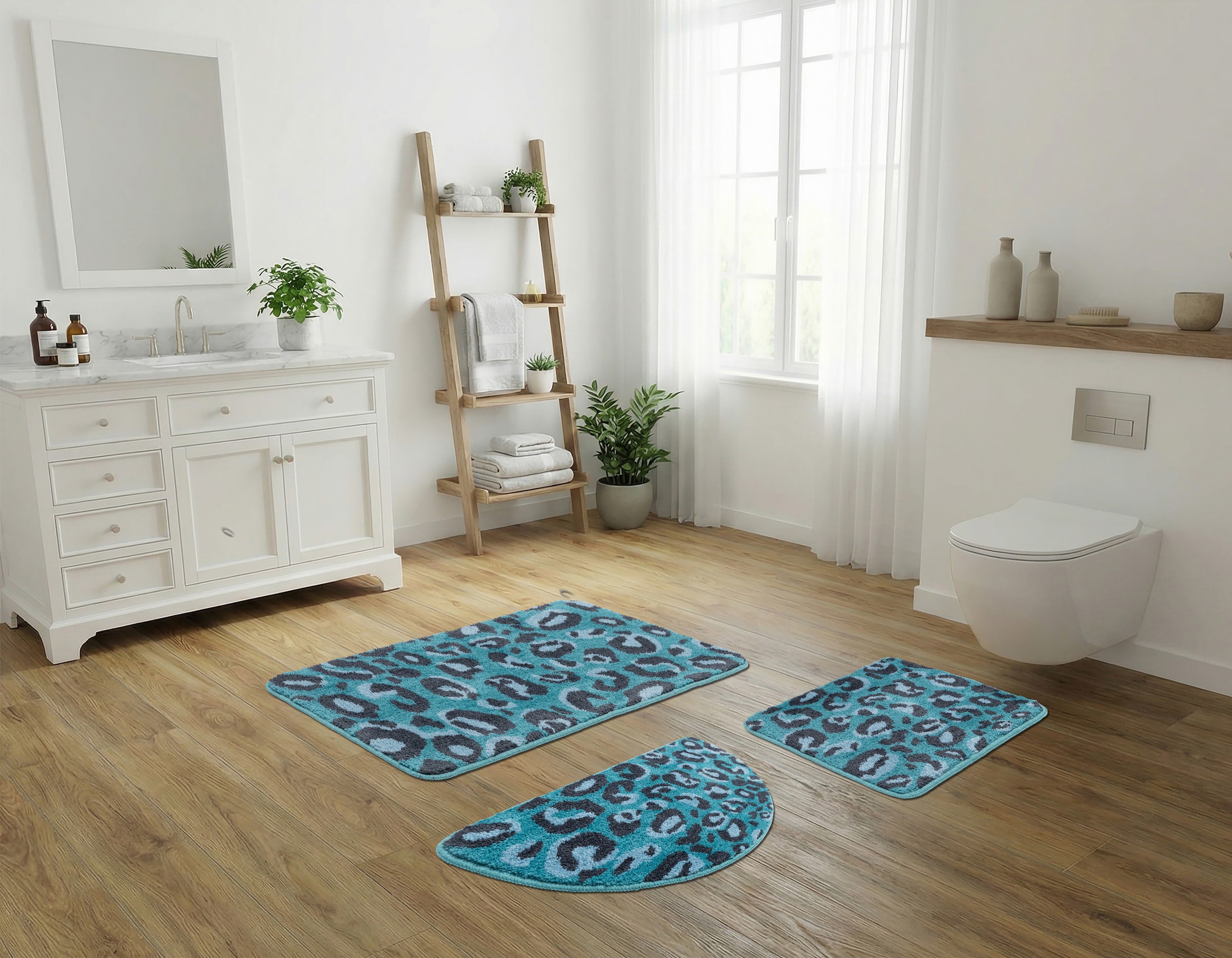 GOODproduct Badematte »Regona Leo, Badvorleger, Badezimmer Teppich, Duschvorleger« Höhe 10 mm rutschhemmend beschichtet fussbodenheizungsgeeignet | schnell trocknend Leoparden-Muster, Animal Print, modern